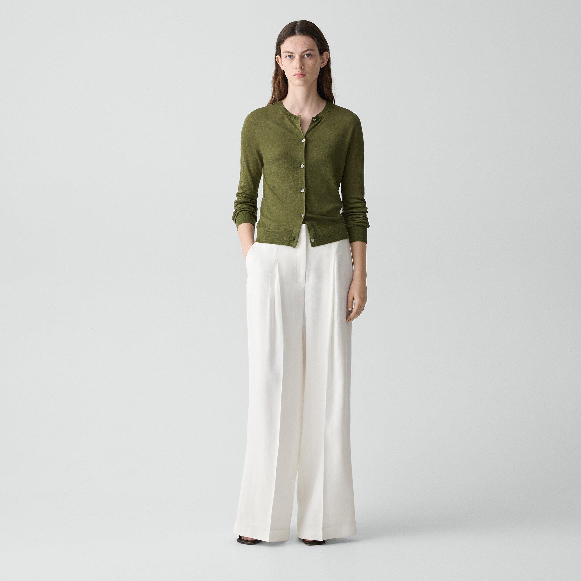 Crewneck Cardigan in Linen Knit