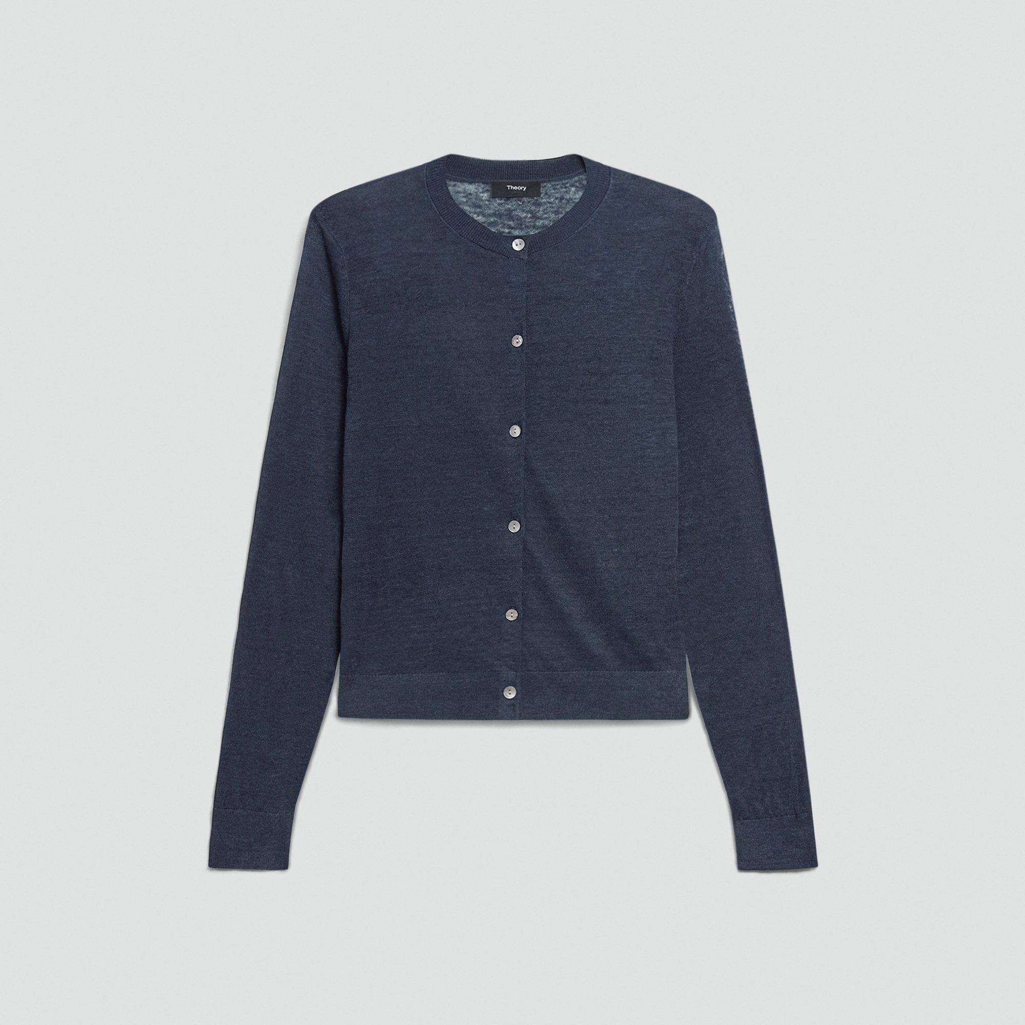 Crewneck Cardigan in Linen Knit