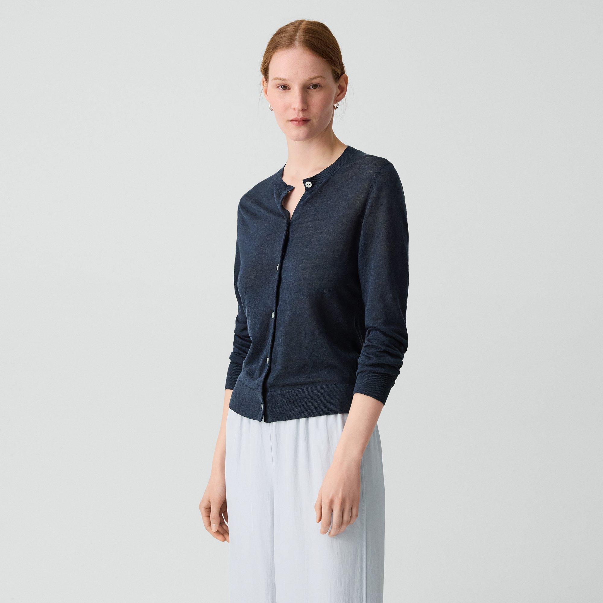 Crewneck Cardigan in Linen Knit