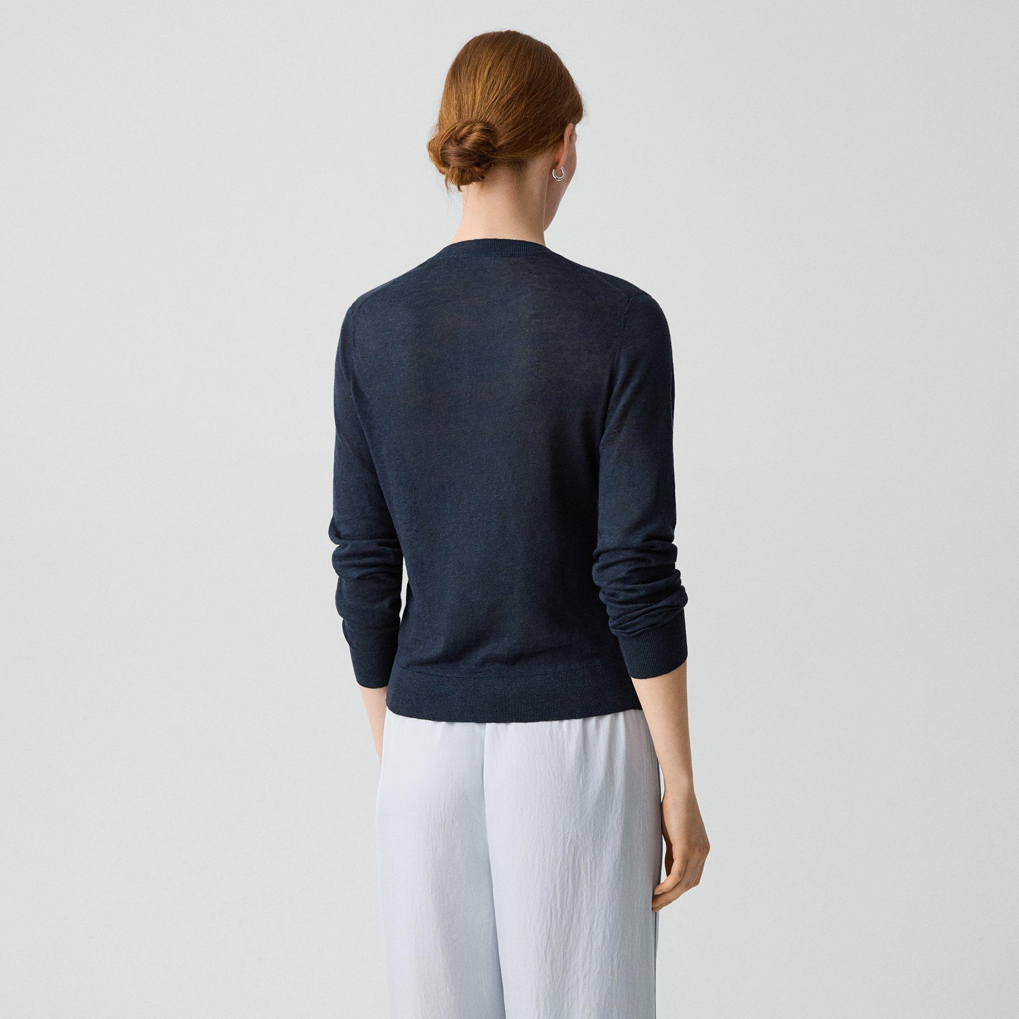 Crewneck Cardigan in Linen Knit