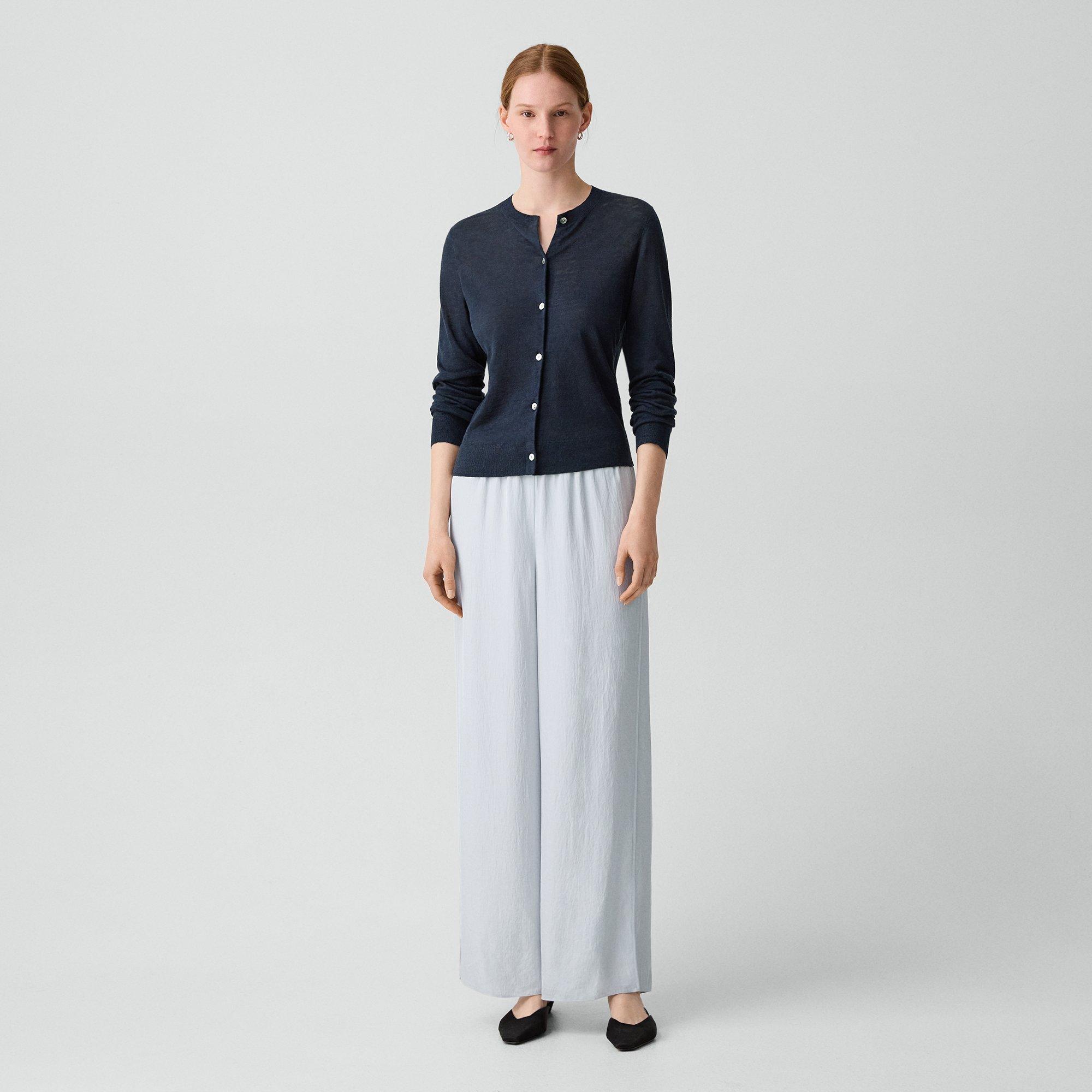 Crewneck Cardigan in Linen Knit