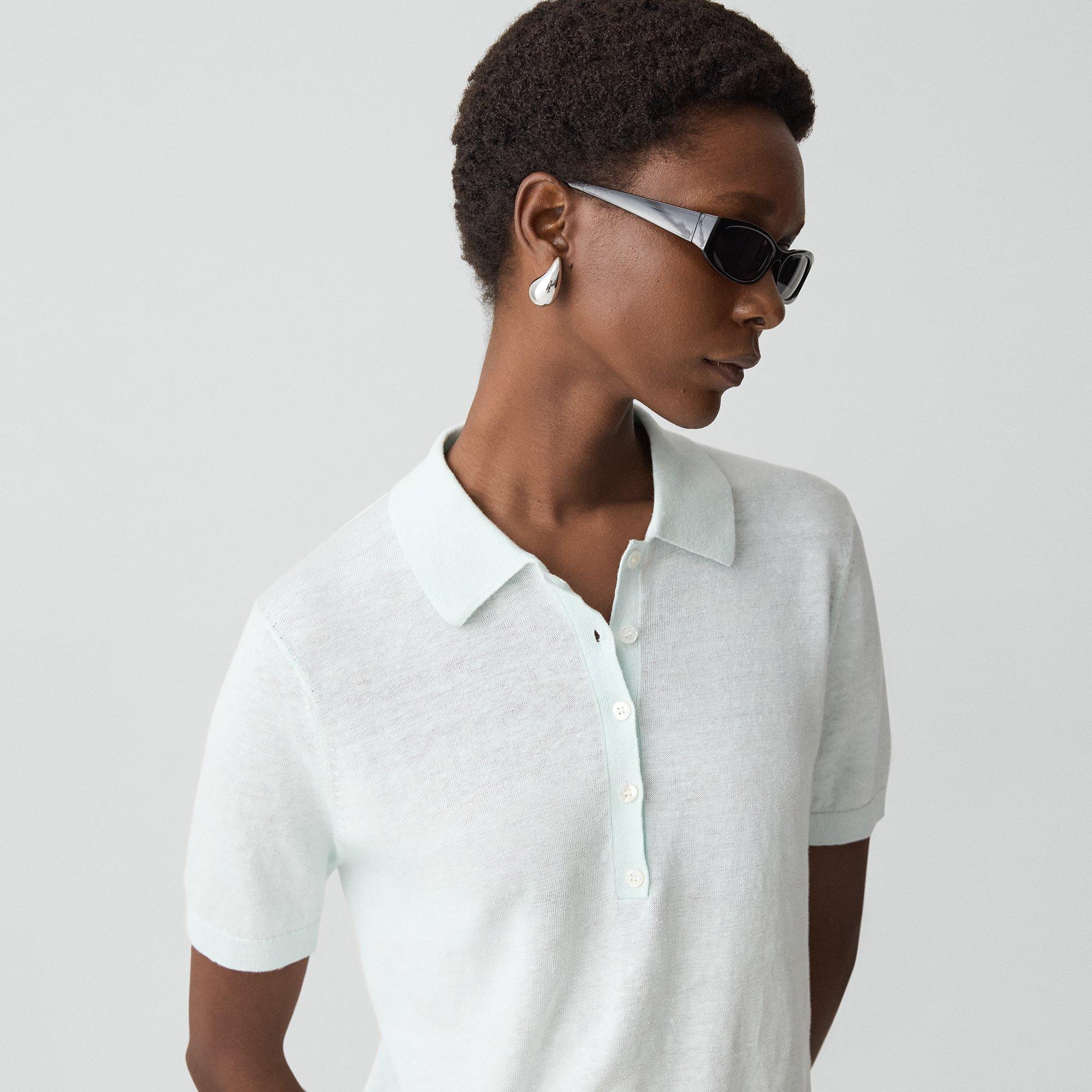 Sheer Polo Shirt in Linen Knit