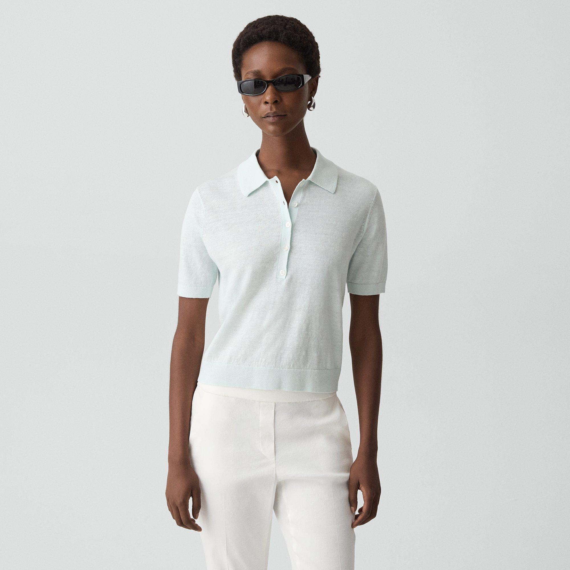 Sheer Polo Shirt in Linen Knit