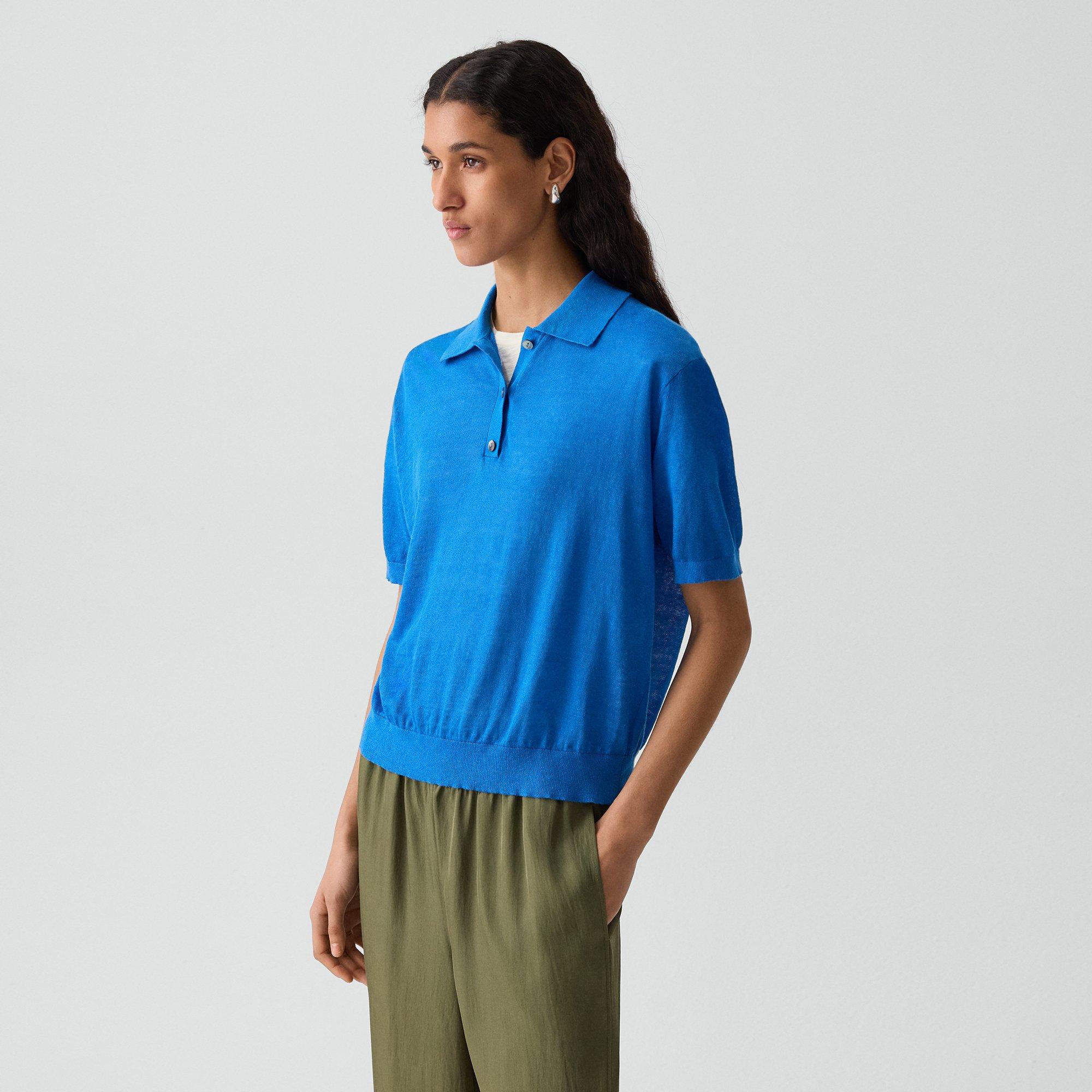 Sheer Polo Shirt in Linen Knit