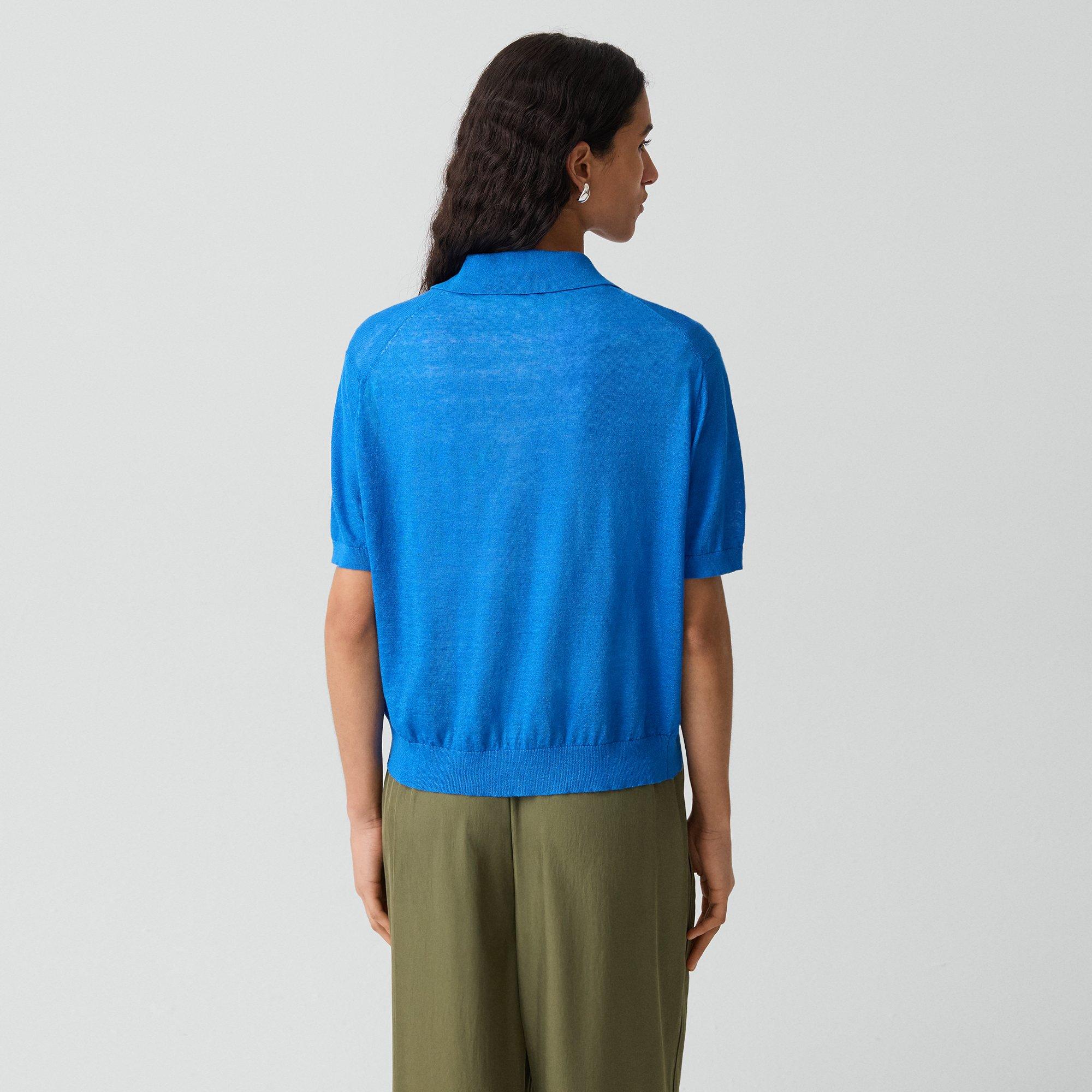 Sheer Polo Shirt in Linen Knit