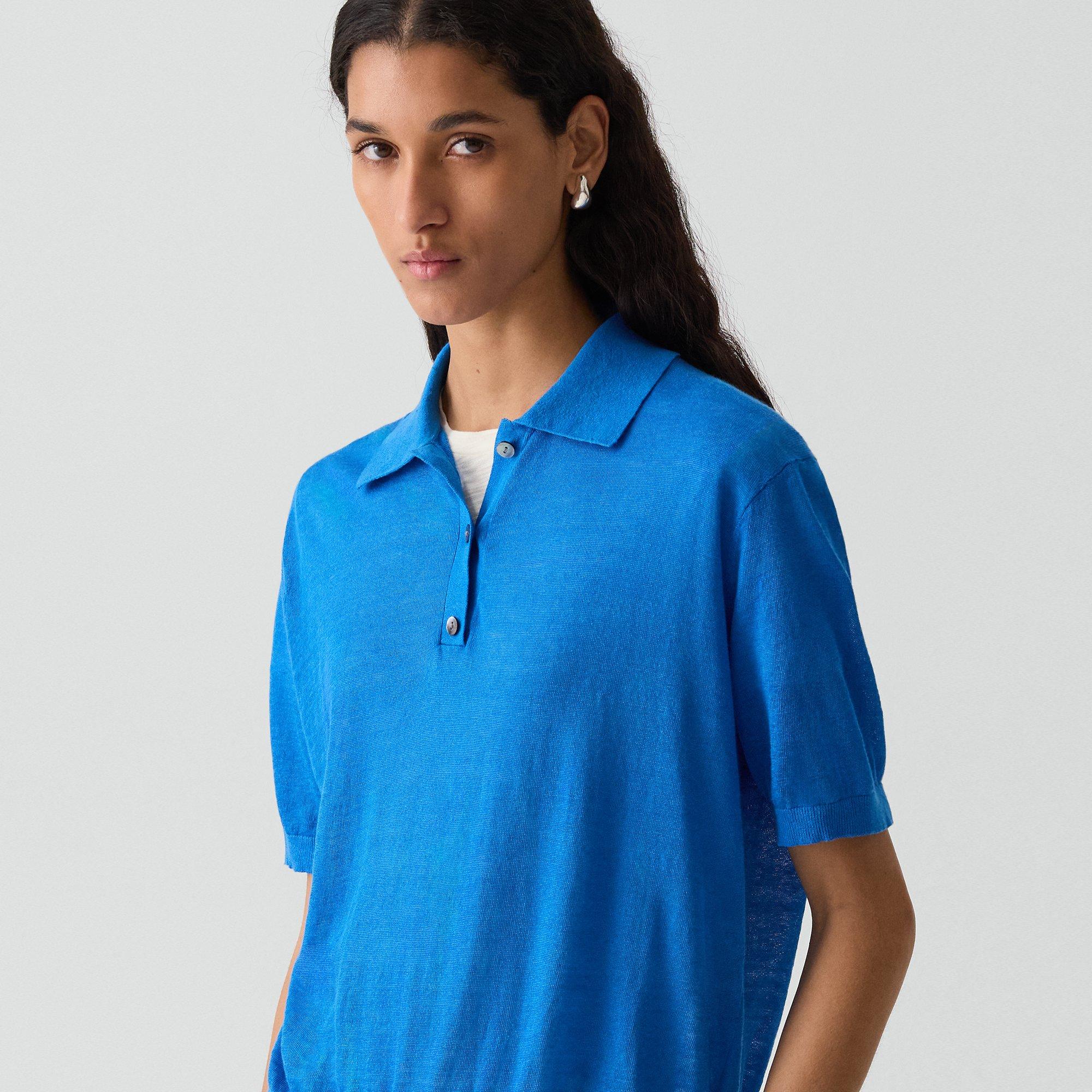 Sheer Polo Shirt in Linen Knit