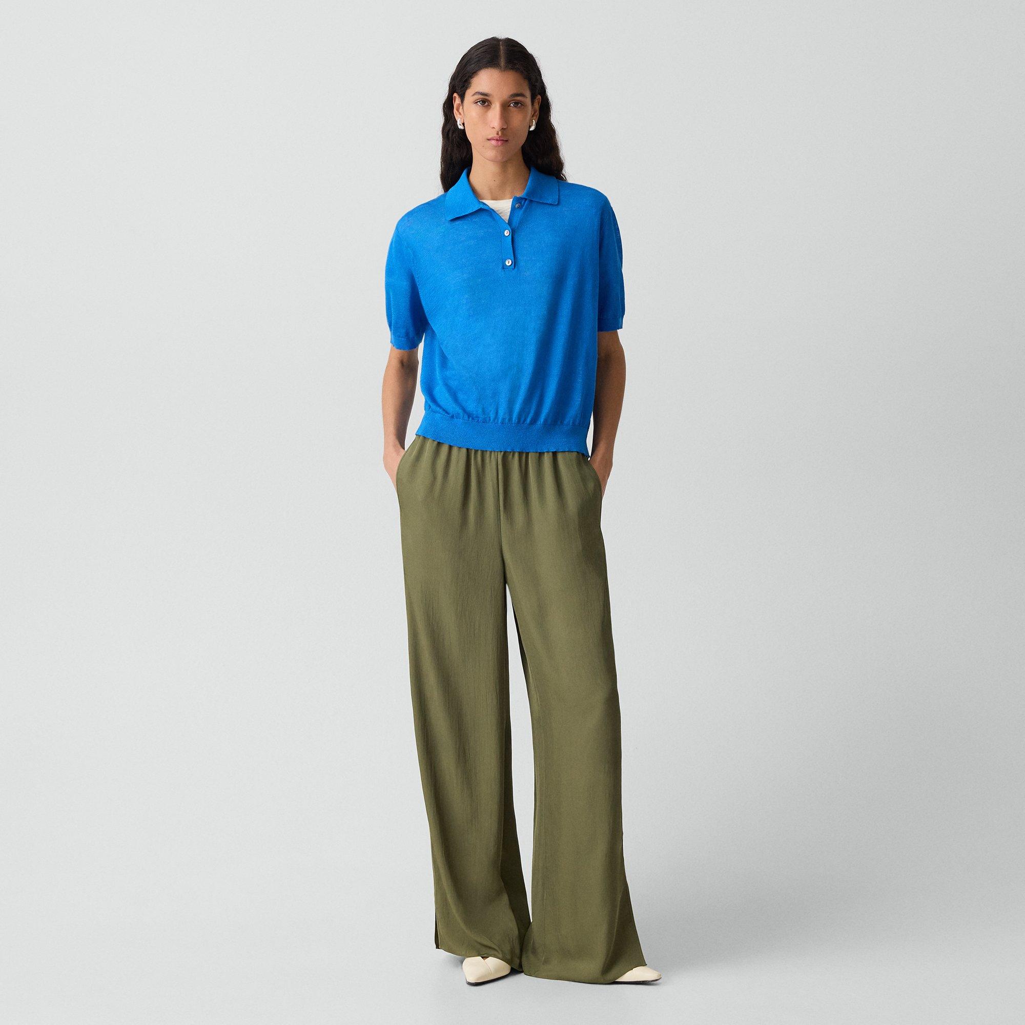 Sheer Polo Shirt in Linen Knit