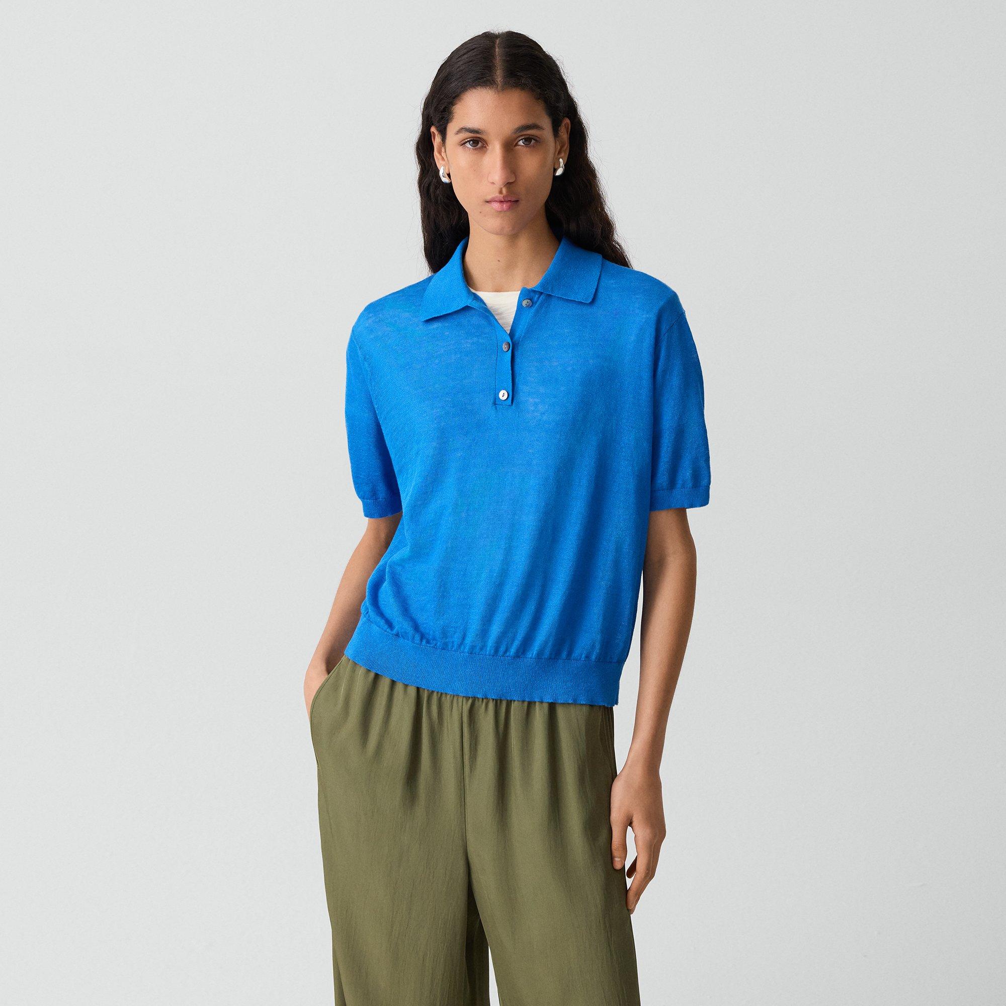 Sheer Polo Shirt in Linen Knit
