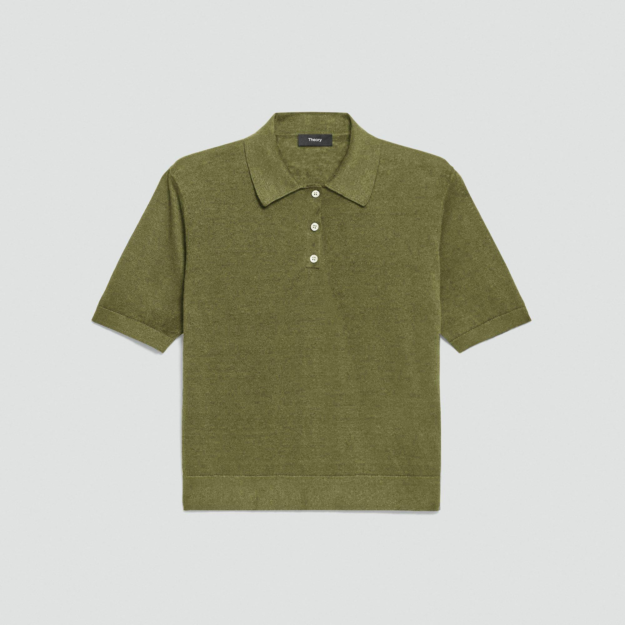 Sheer Polo Shirt in Linen Knit