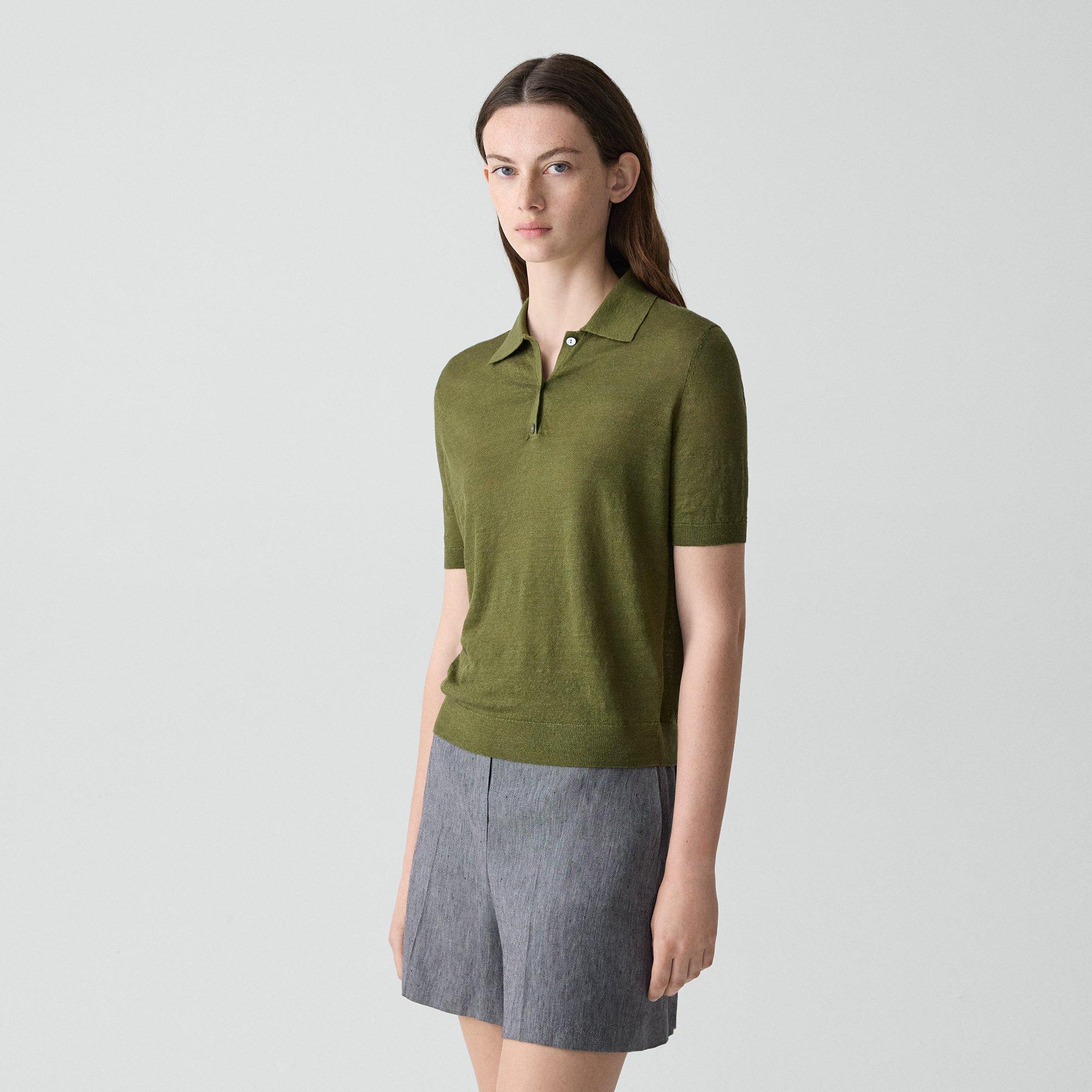 Sheer Polo Shirt in Linen Knit