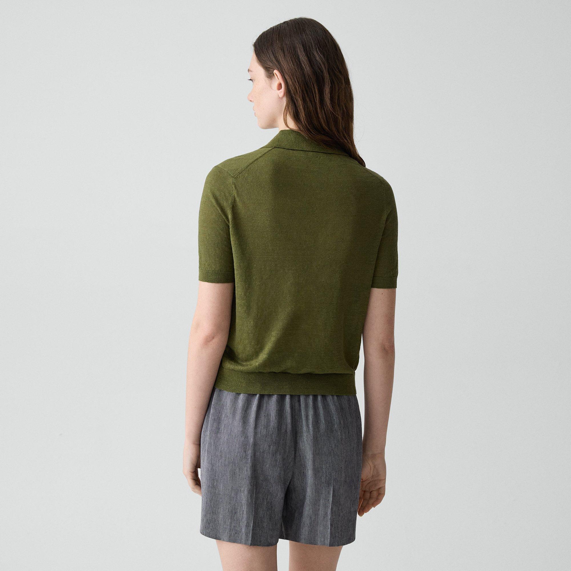 Sheer Polo Shirt in Linen Knit