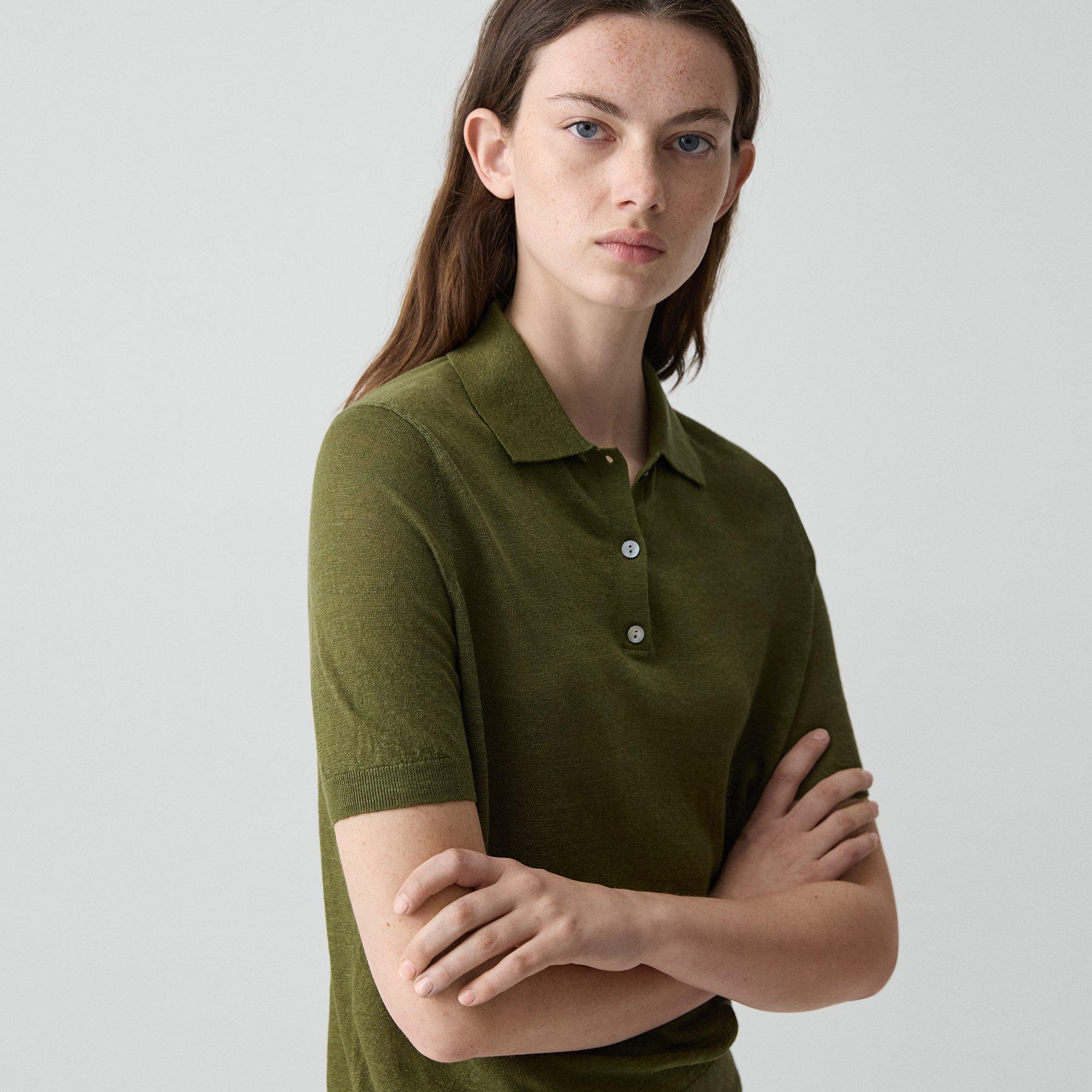 Sheer Polo Shirt in Linen Knit