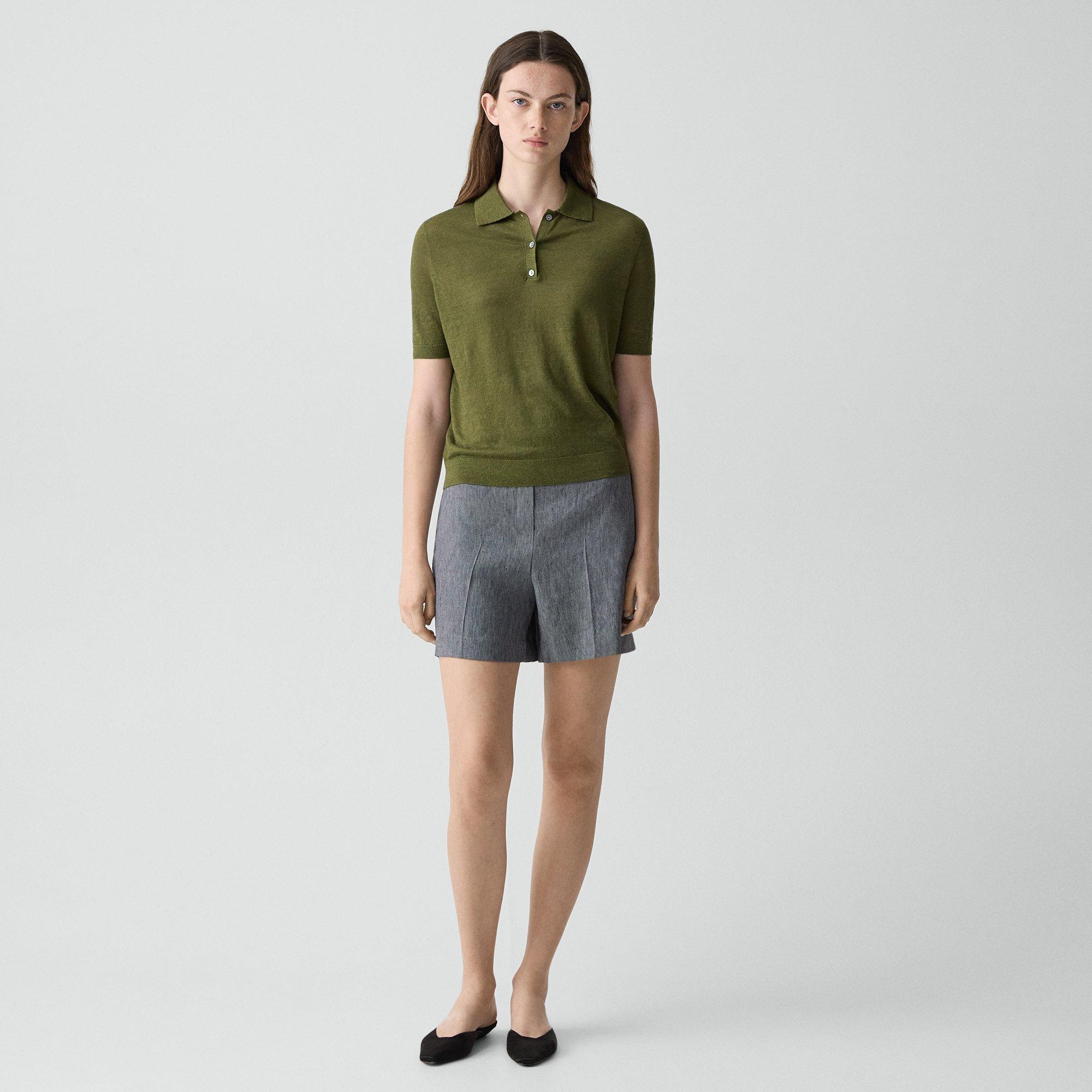 Sheer Polo Shirt in Linen Knit