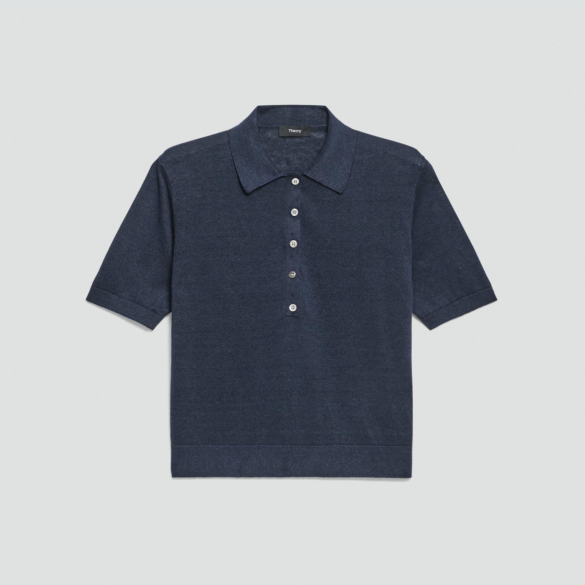 Sheer Polo Shirt in Linen Knit