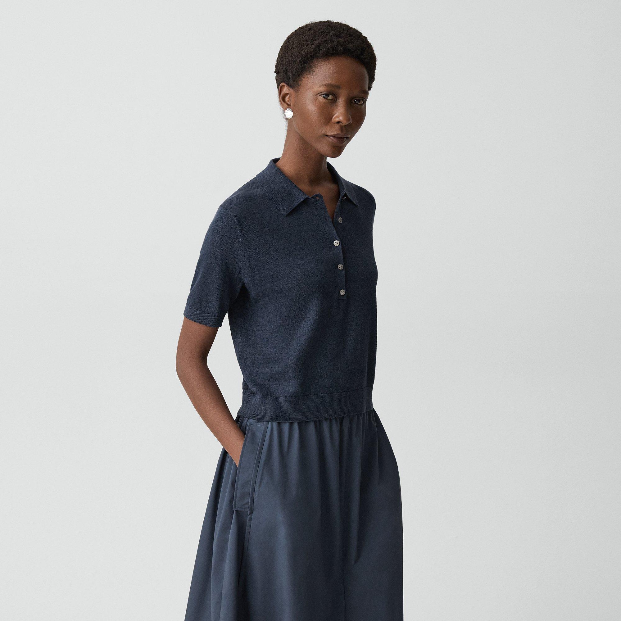 Sheer Polo Shirt in Linen Knit