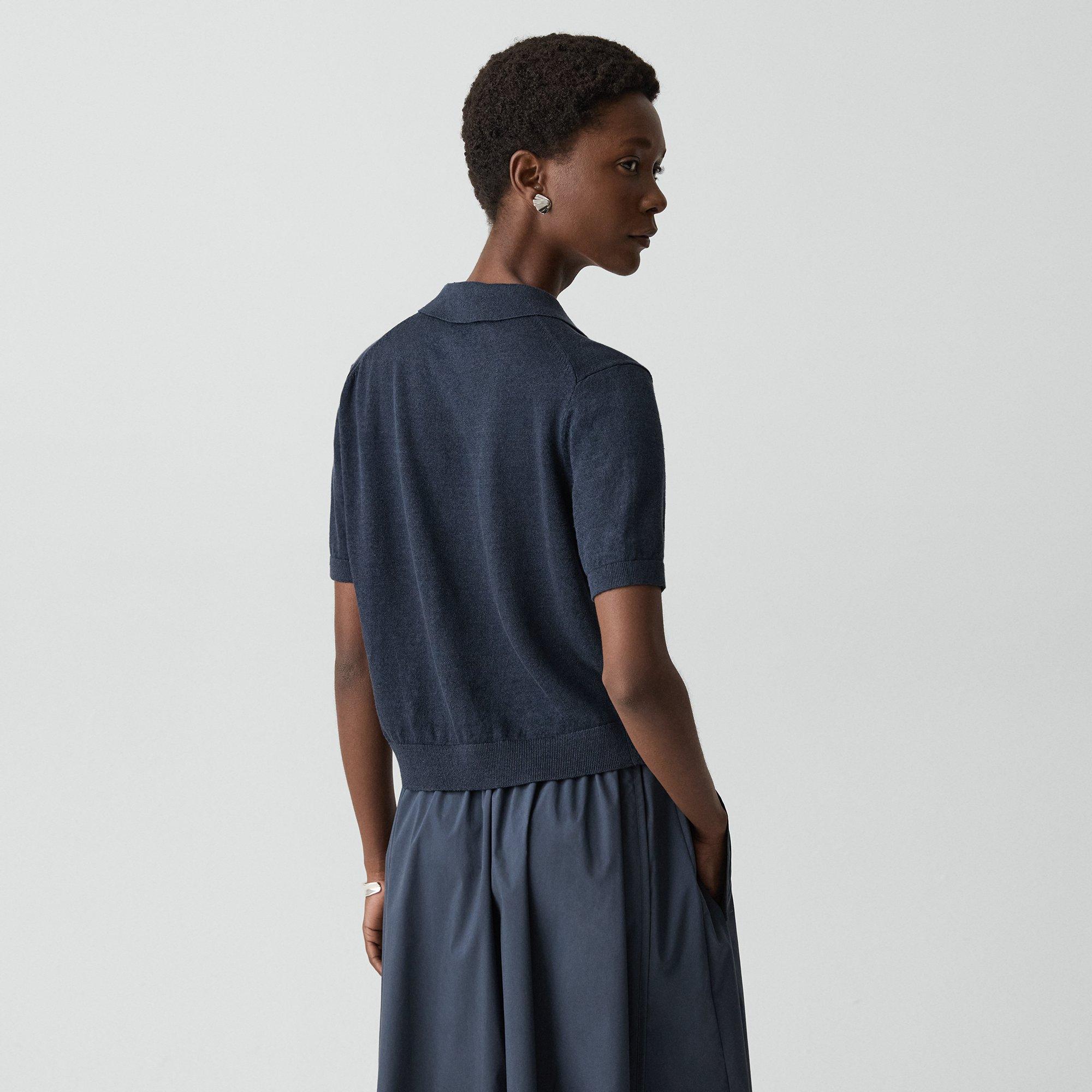 Sheer Polo Shirt in Linen Knit