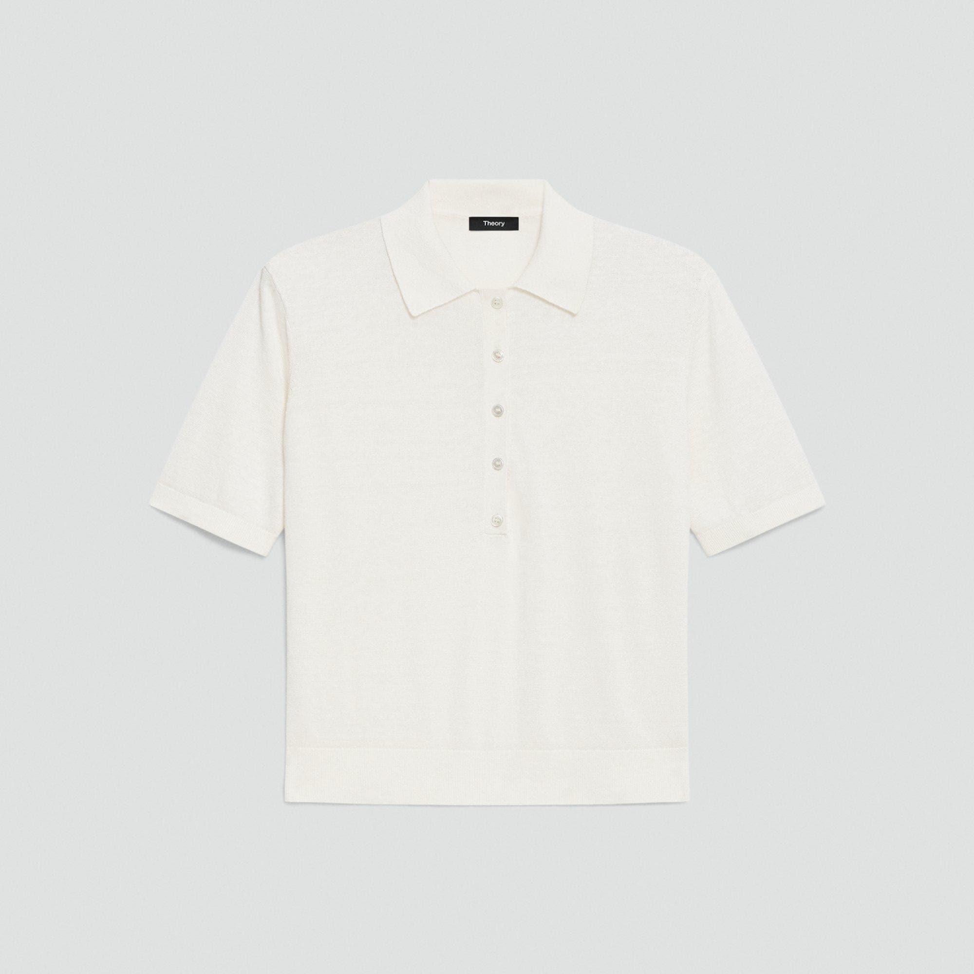 Sheer Polo Shirt in Cable Knit Linen