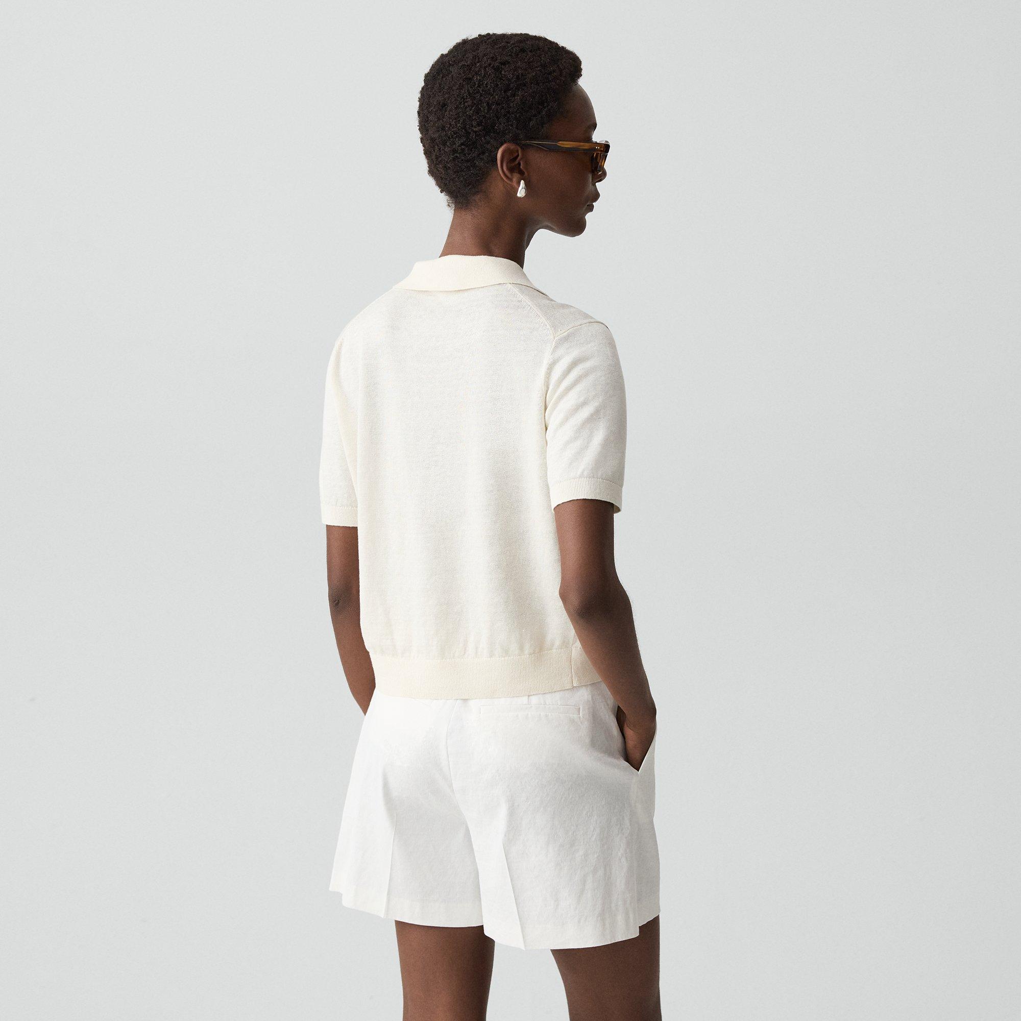 Sheer Polo Shirt in Cable Knit Linen