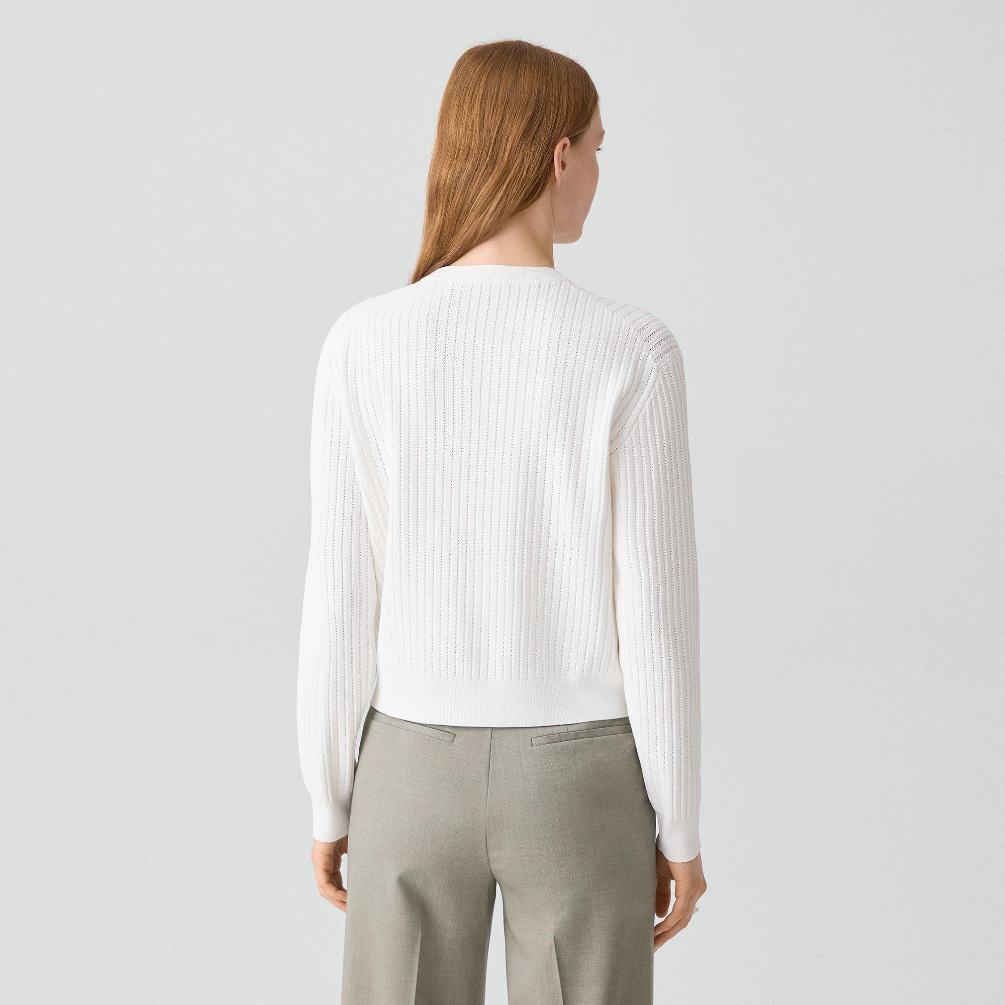 Pointelle Cardigan in Crepe Knit