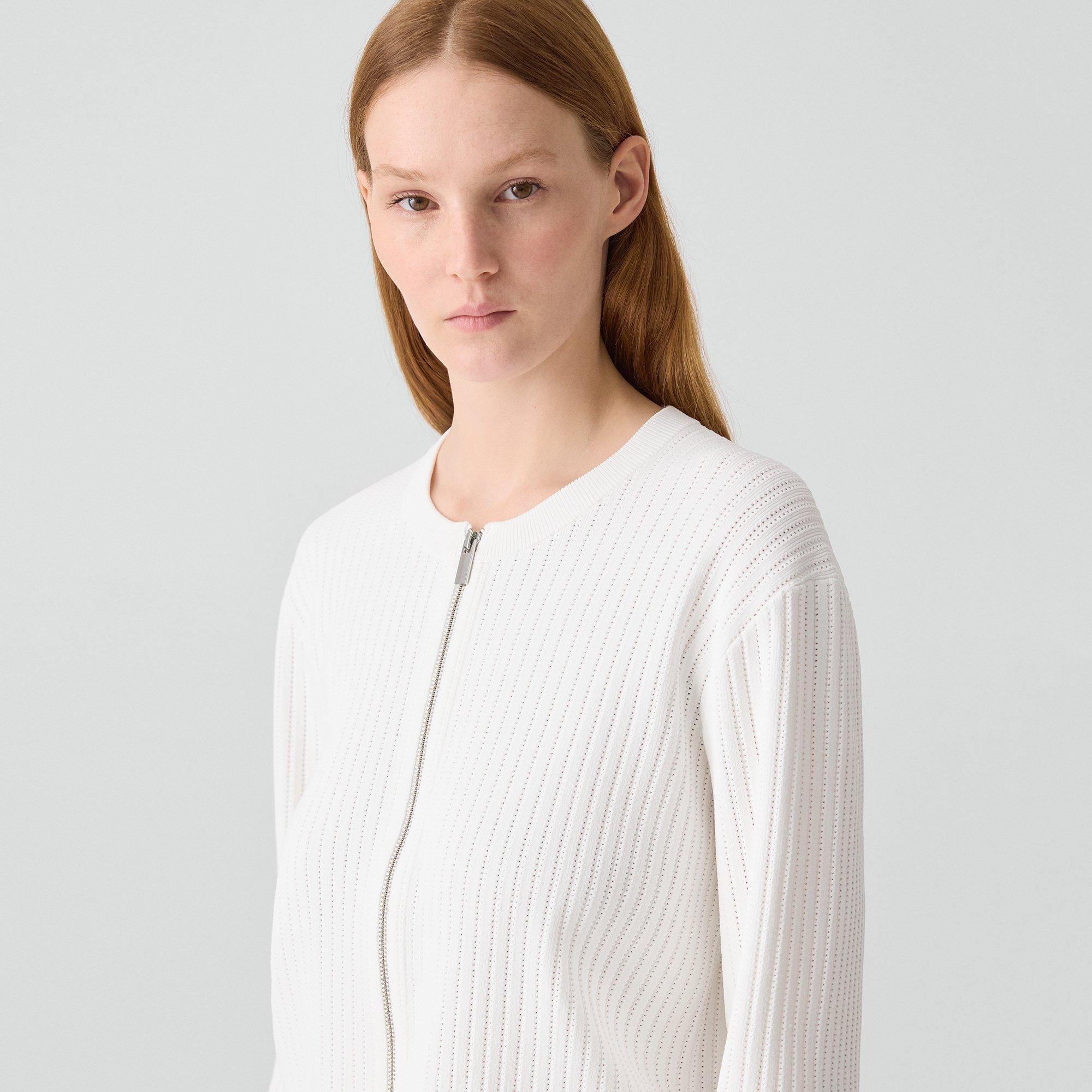 Pointelle Cardigan in Crepe Knit