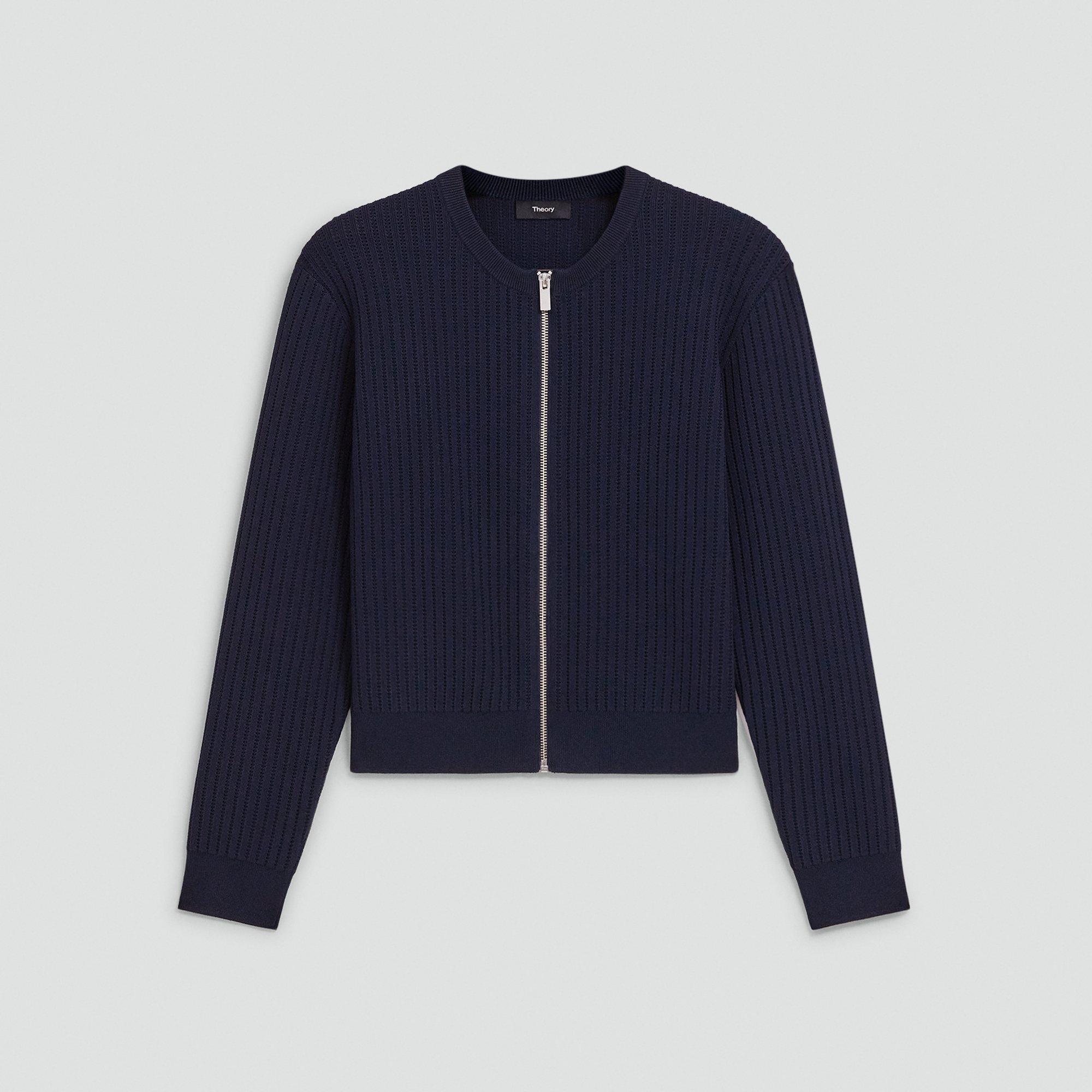 Pointelle Cardigan in Crepe Knit