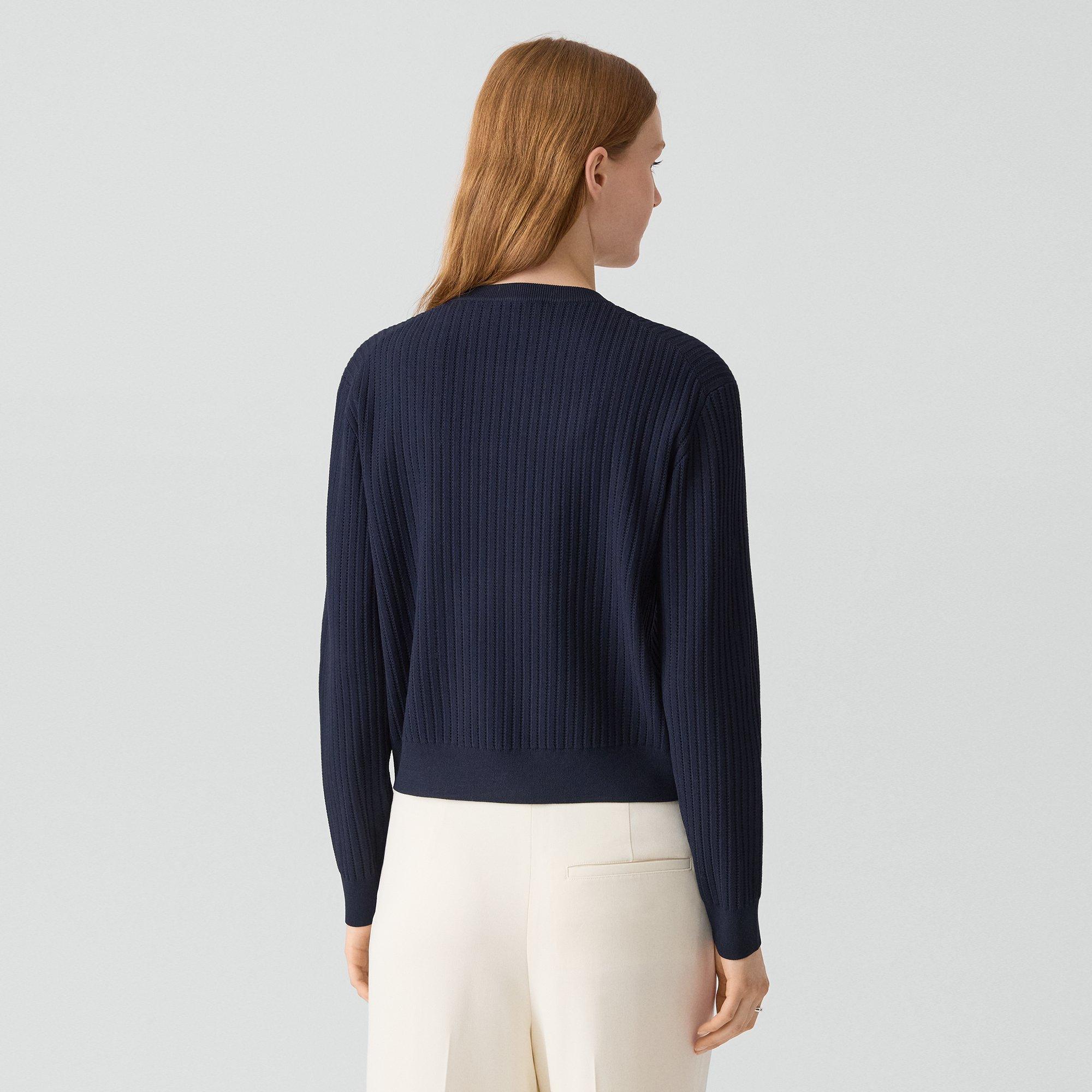 Pointelle Cardigan in Crepe Knit