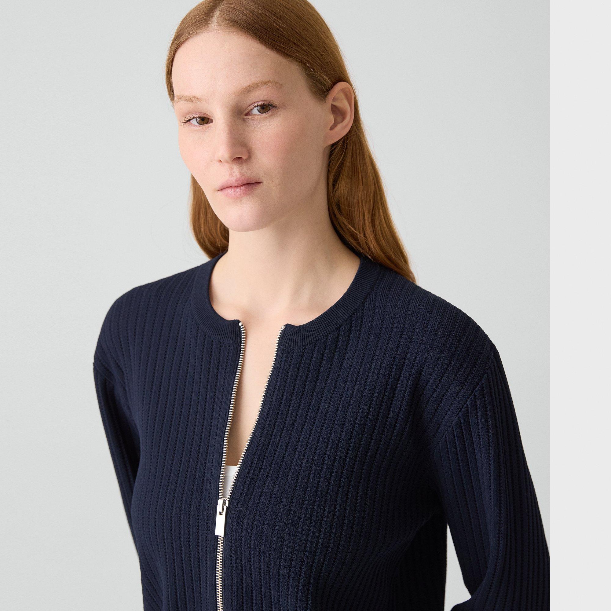 Pointelle Cardigan in Crepe Knit