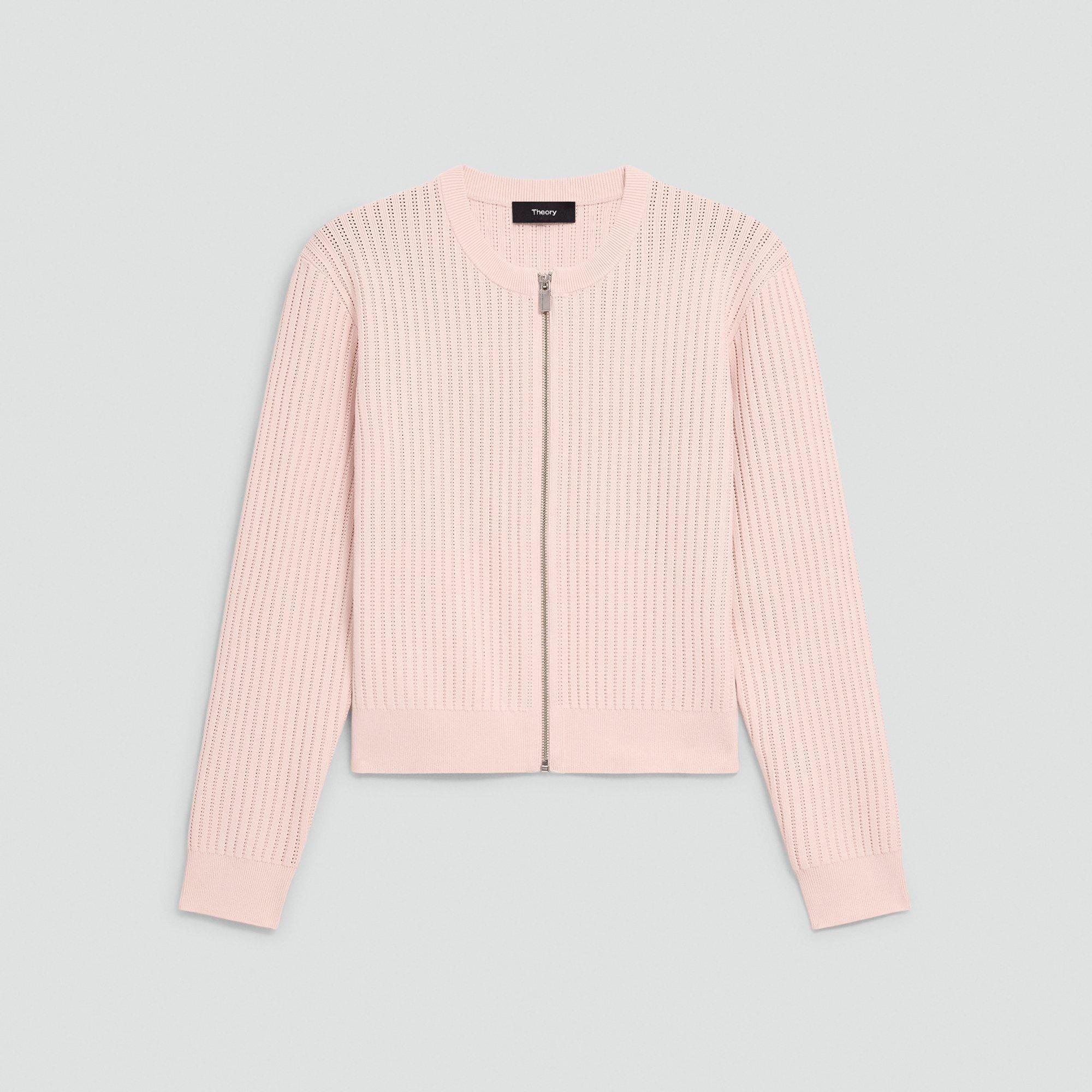 Pointelle Cardigan in Crepe Knit