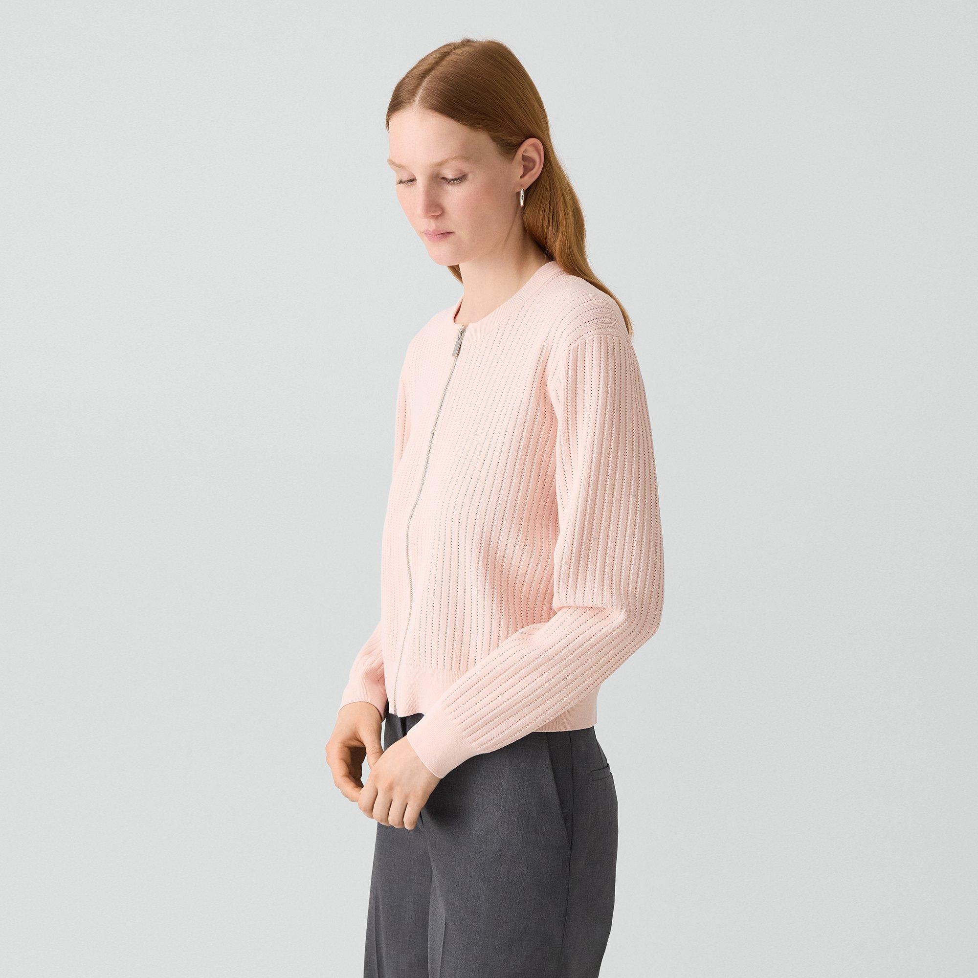 Pointelle Cardigan in Crepe Knit