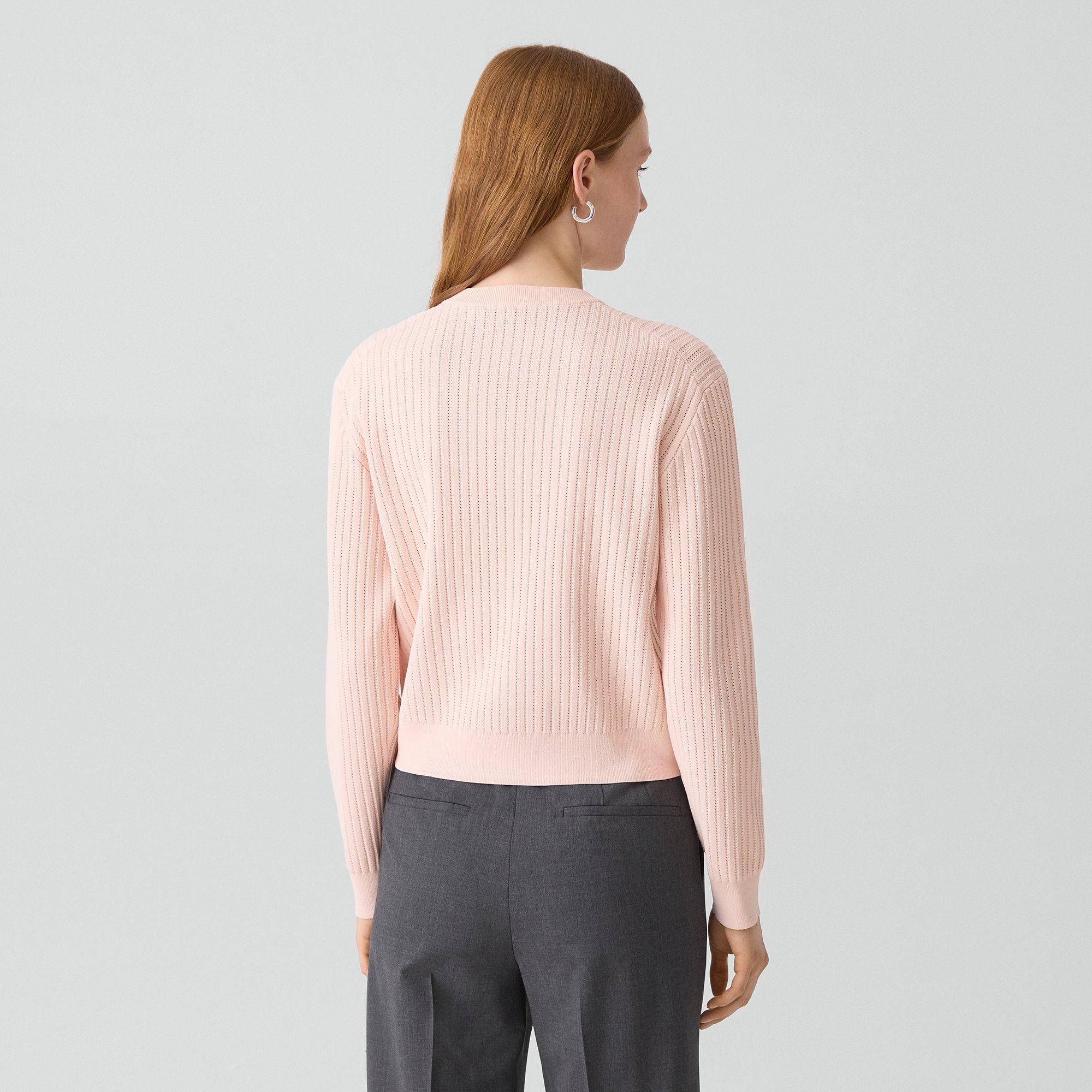 Pointelle Cardigan in Crepe Knit