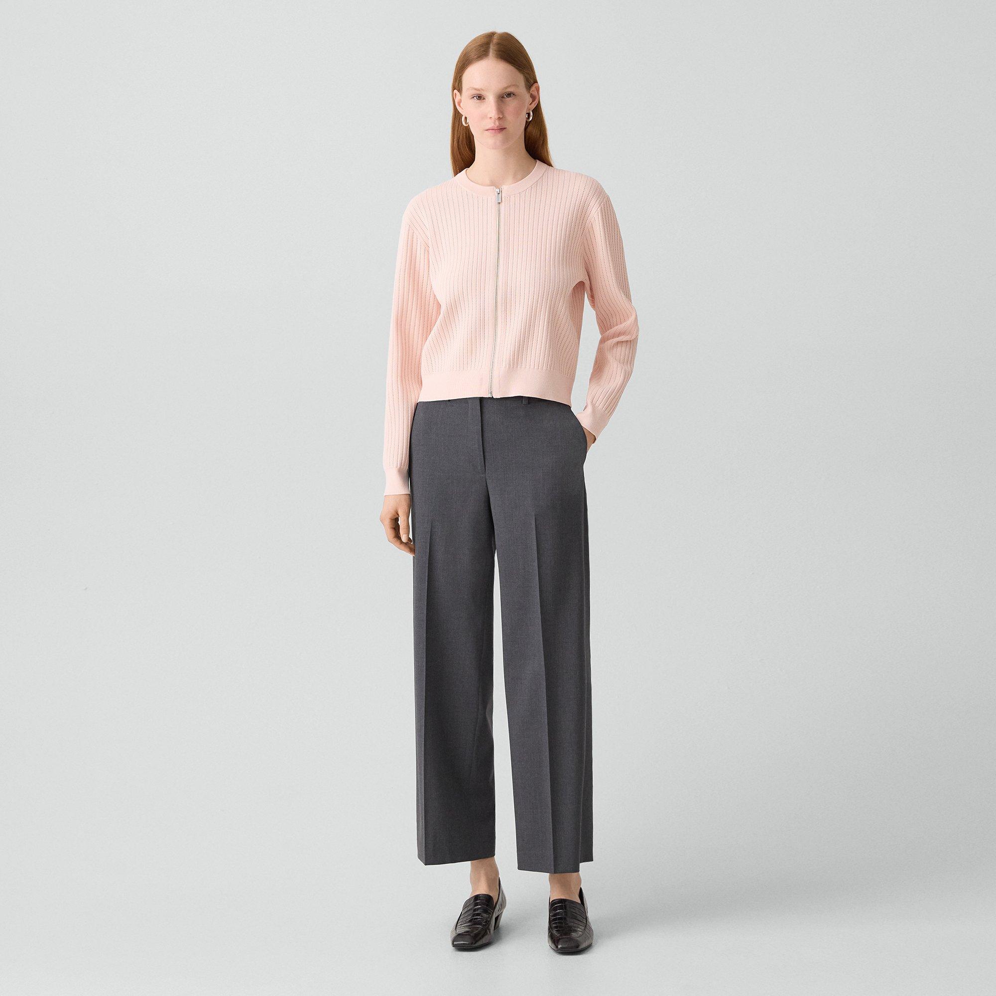 Pointelle Cardigan in Crepe Knit