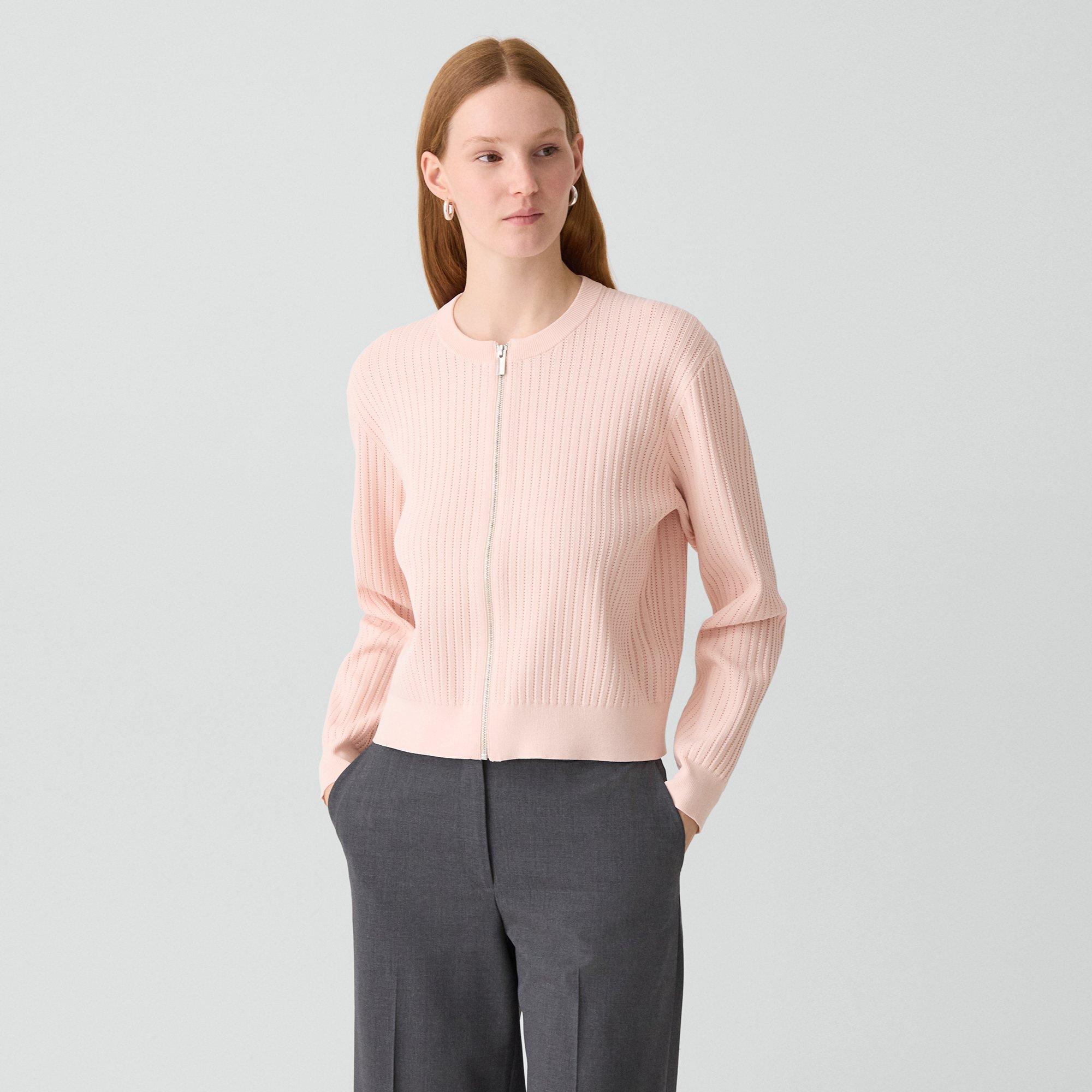 Pointelle Cardigan in Crepe Knit