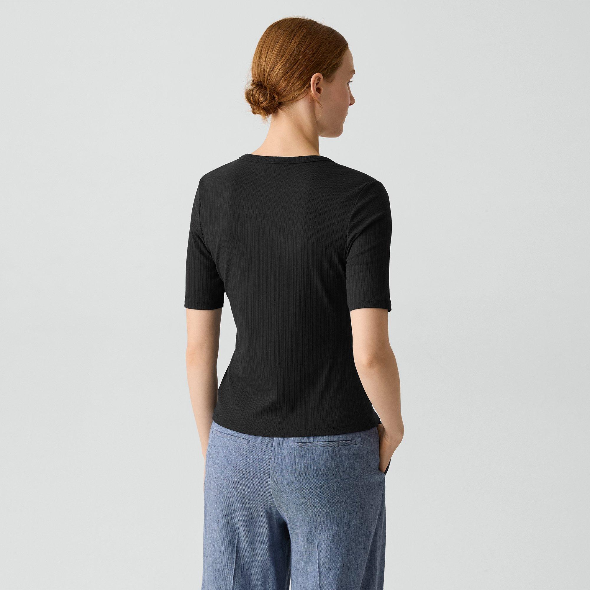 U-Neck Tee in Stretch Rib