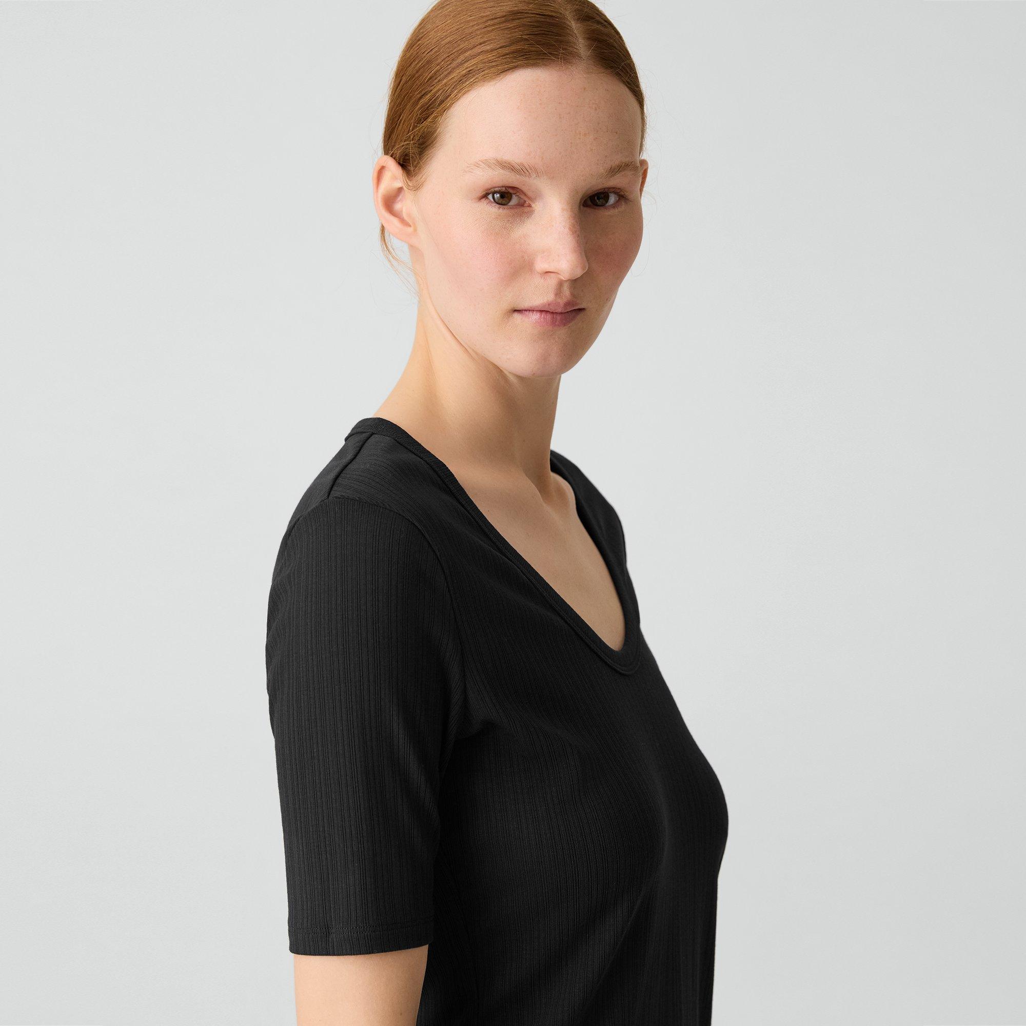 U-Neck Tee in Stretch Rib