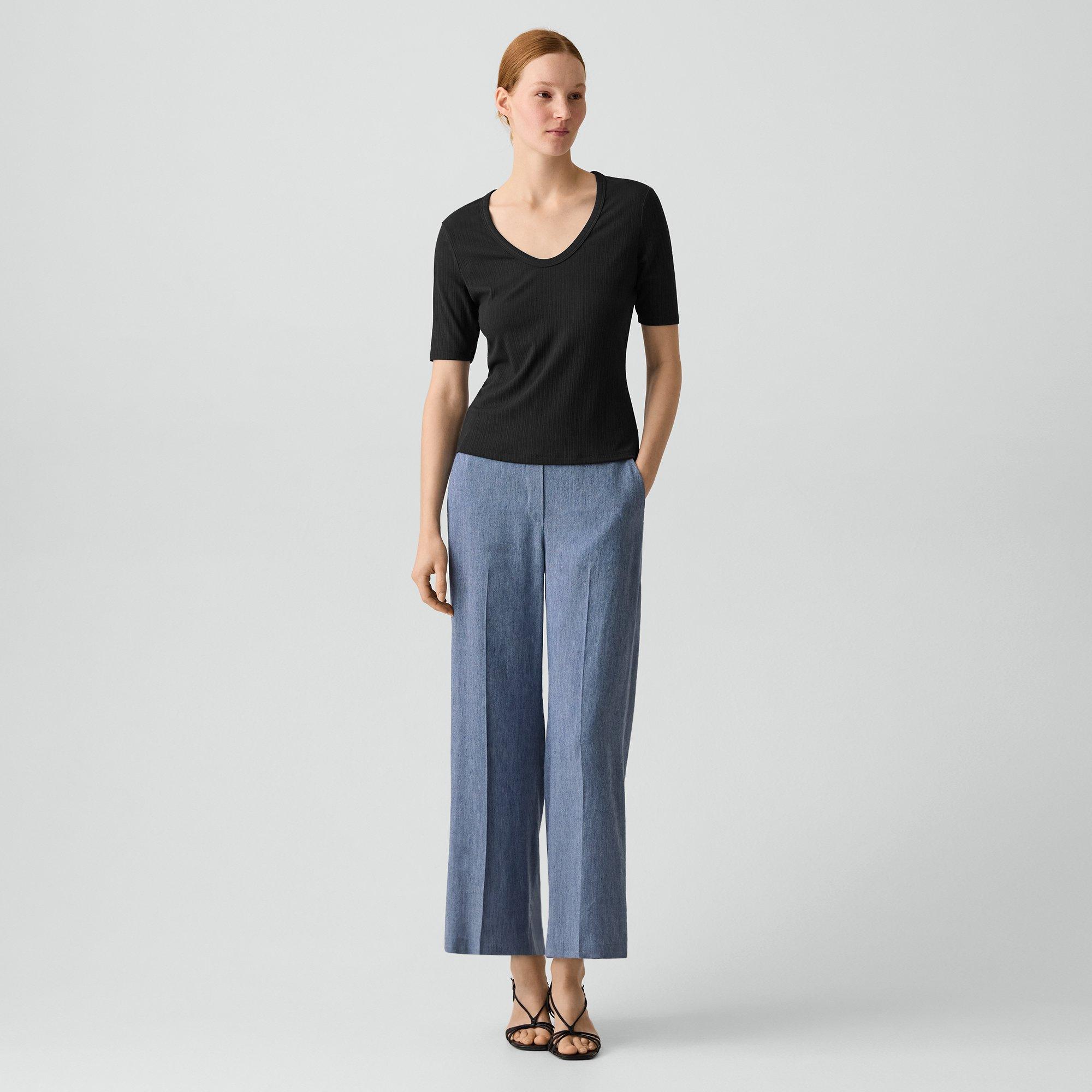 U-Neck Tee in Stretch Rib