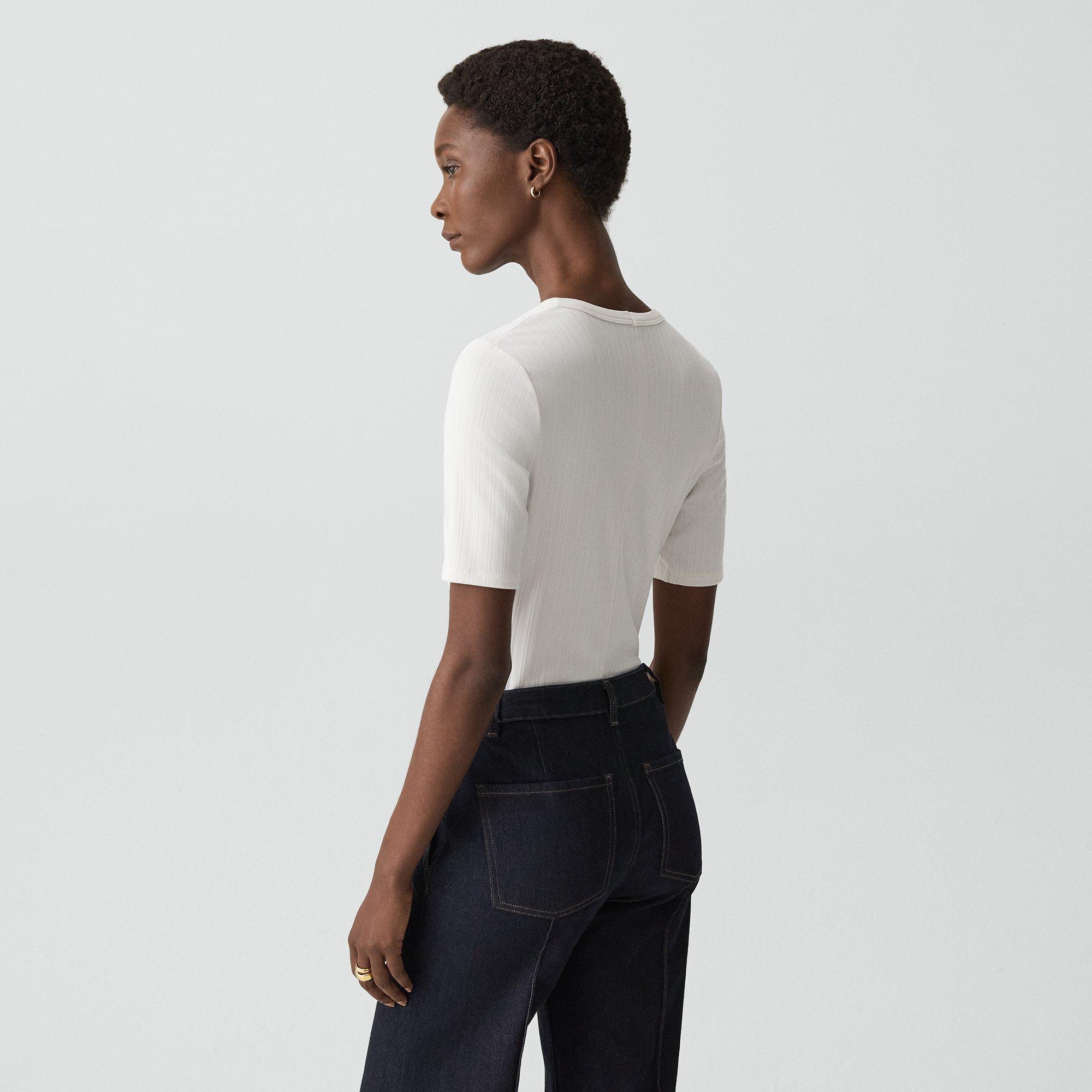 U-Neck Tee in Stretch Rib