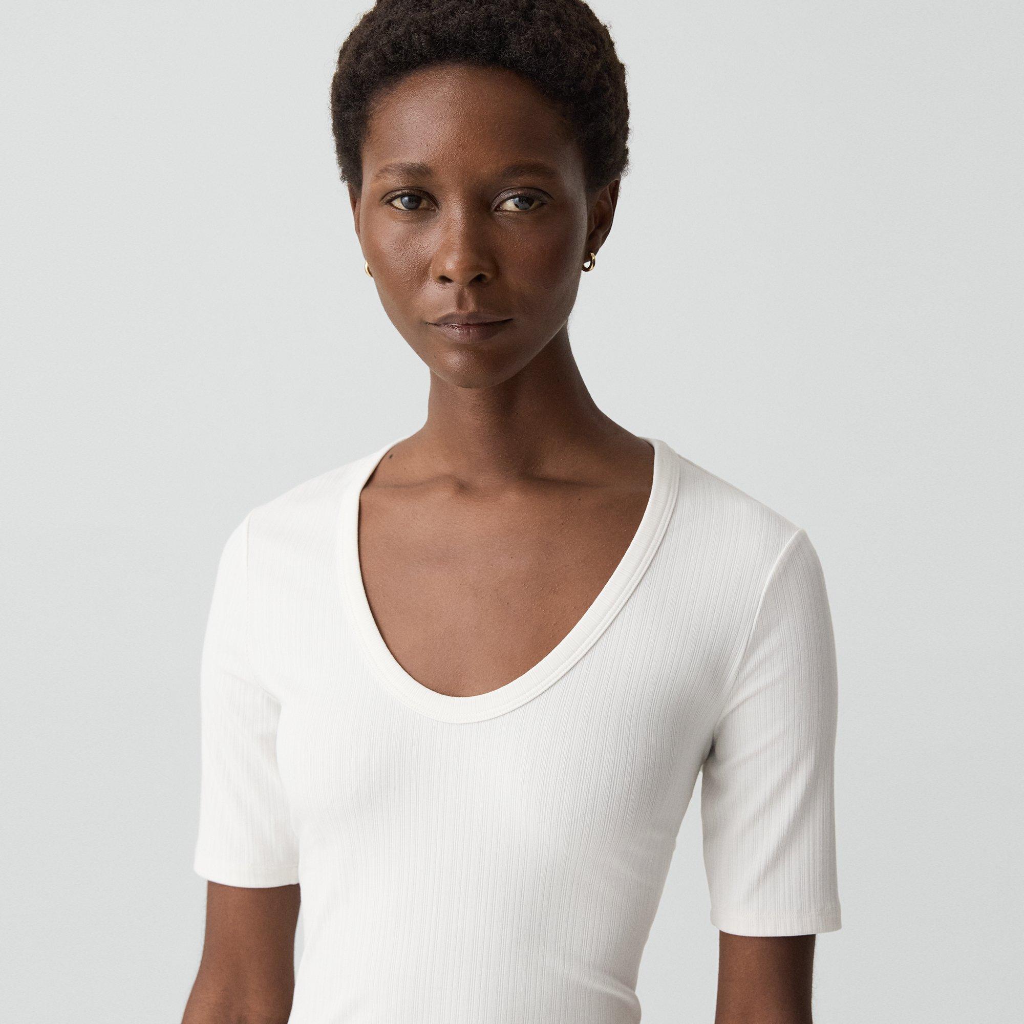 U-Neck Tee in Stretch Rib