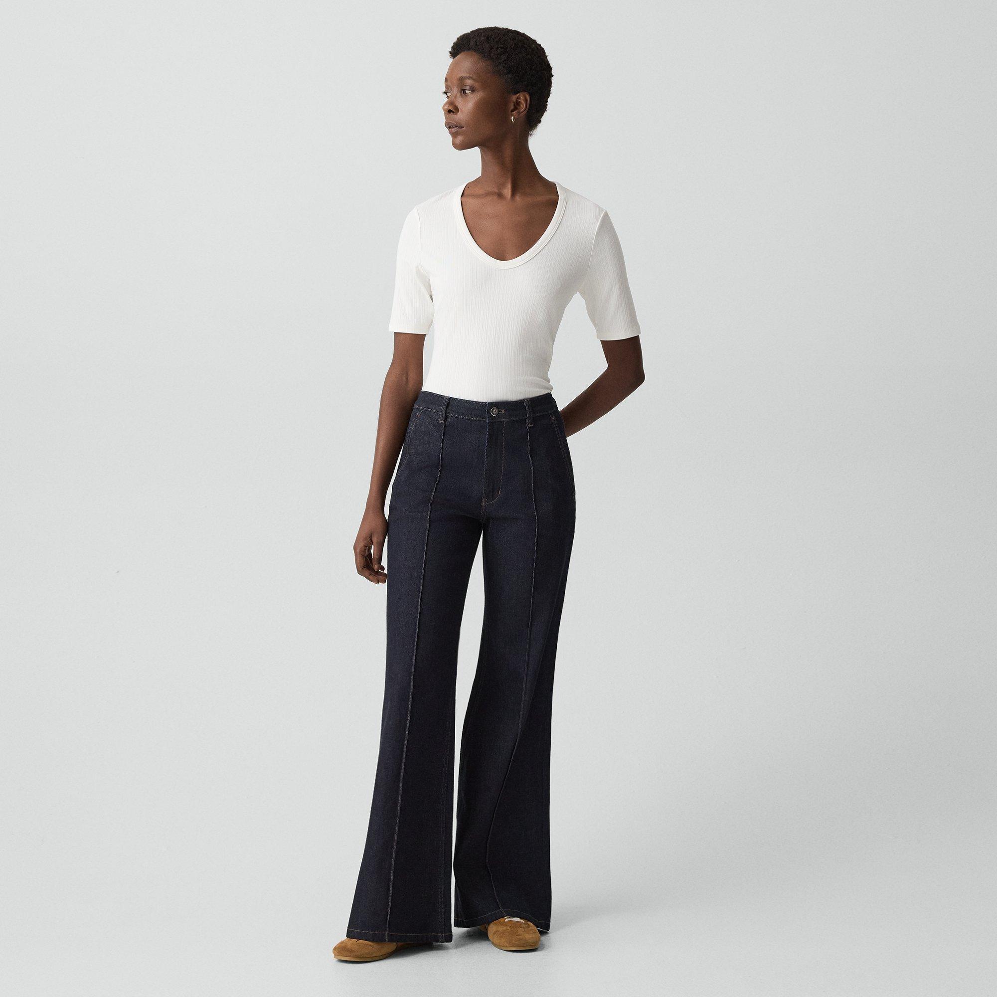 U-Neck Tee in Stretch Rib