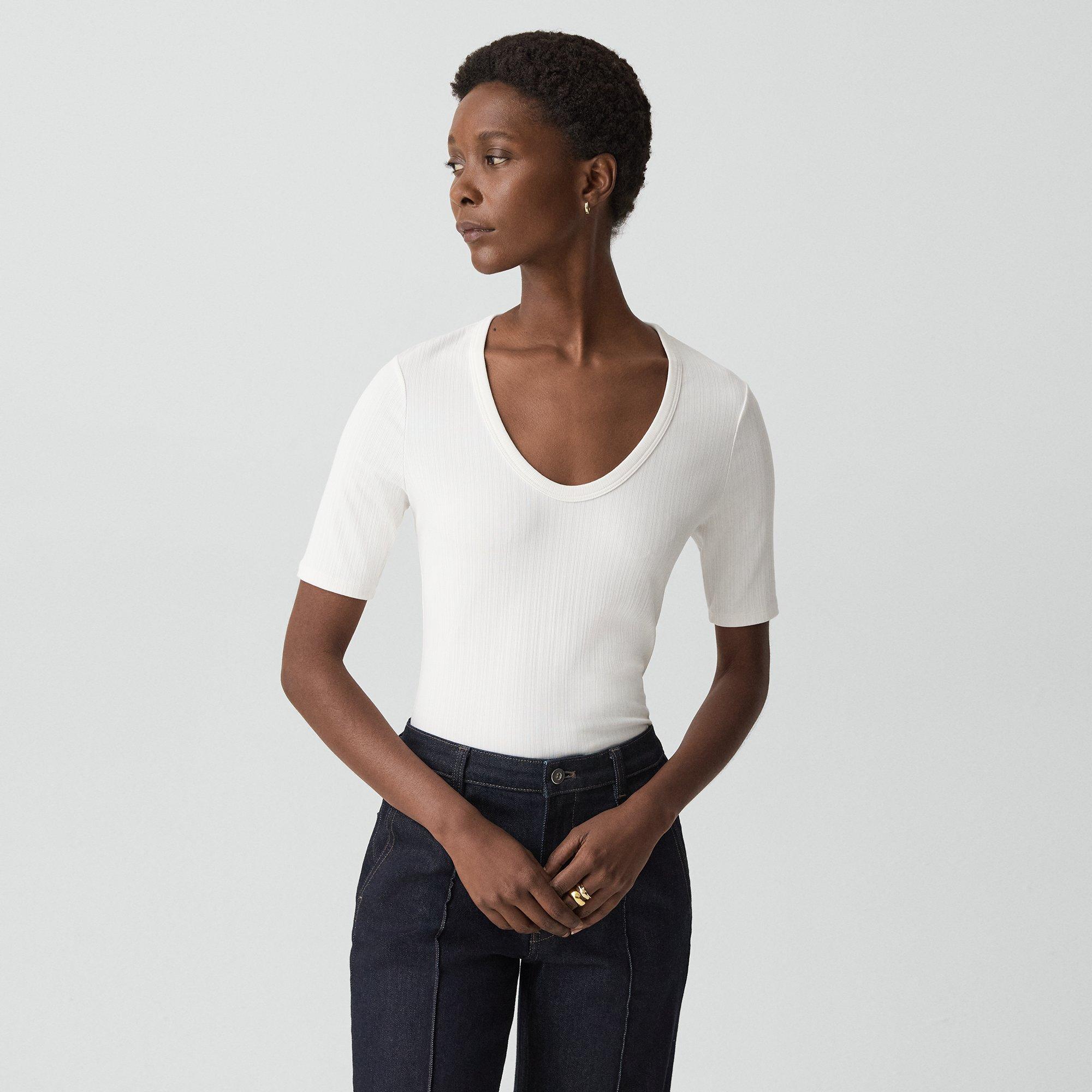 U-Neck Tee in Stretch Rib