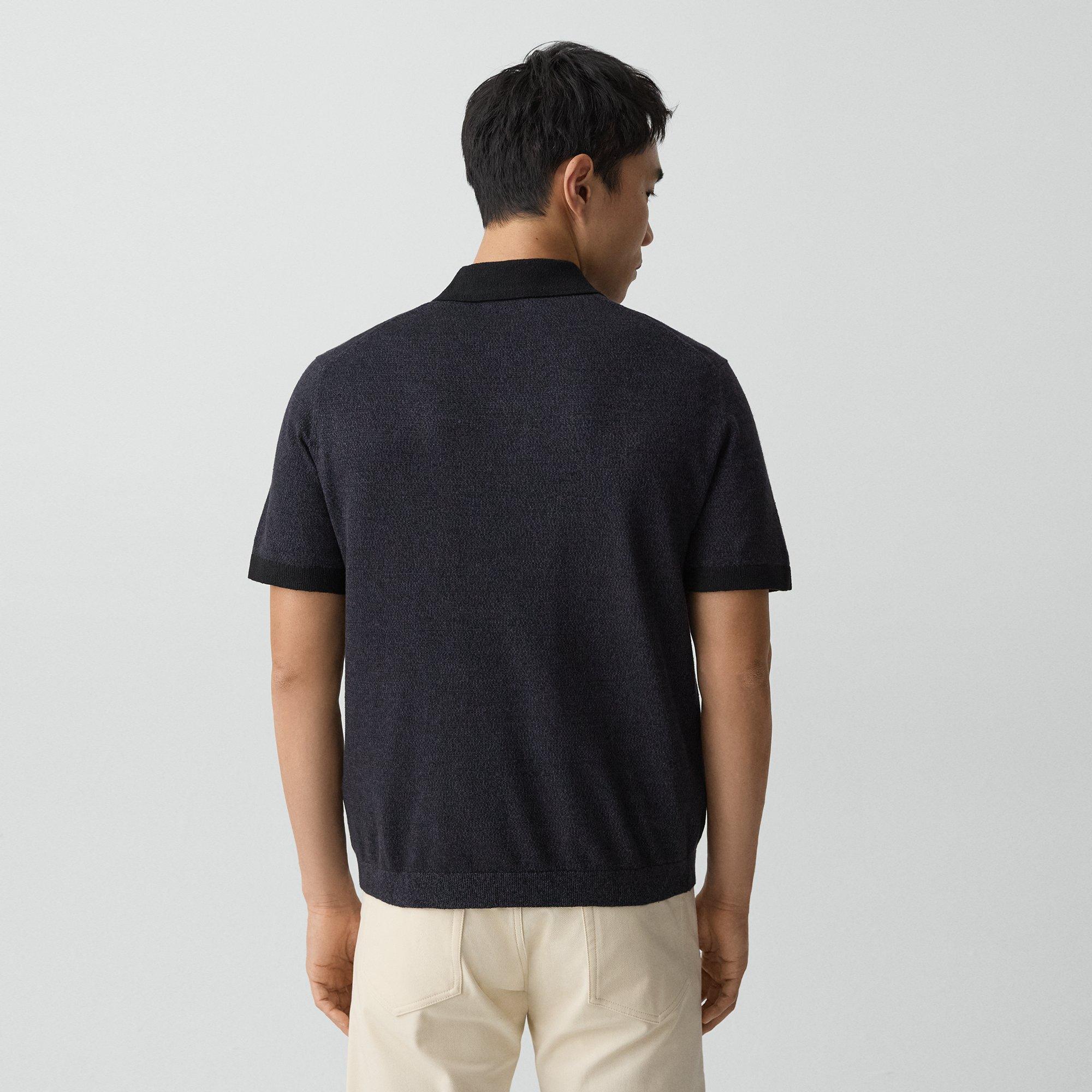 Short-Sleeve Polo Shirt in Silk Linen
