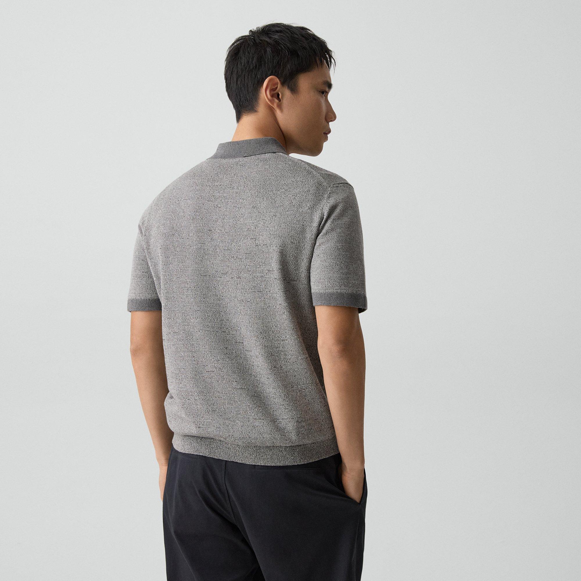 Short-Sleeve Polo Shirt in Silk Linen