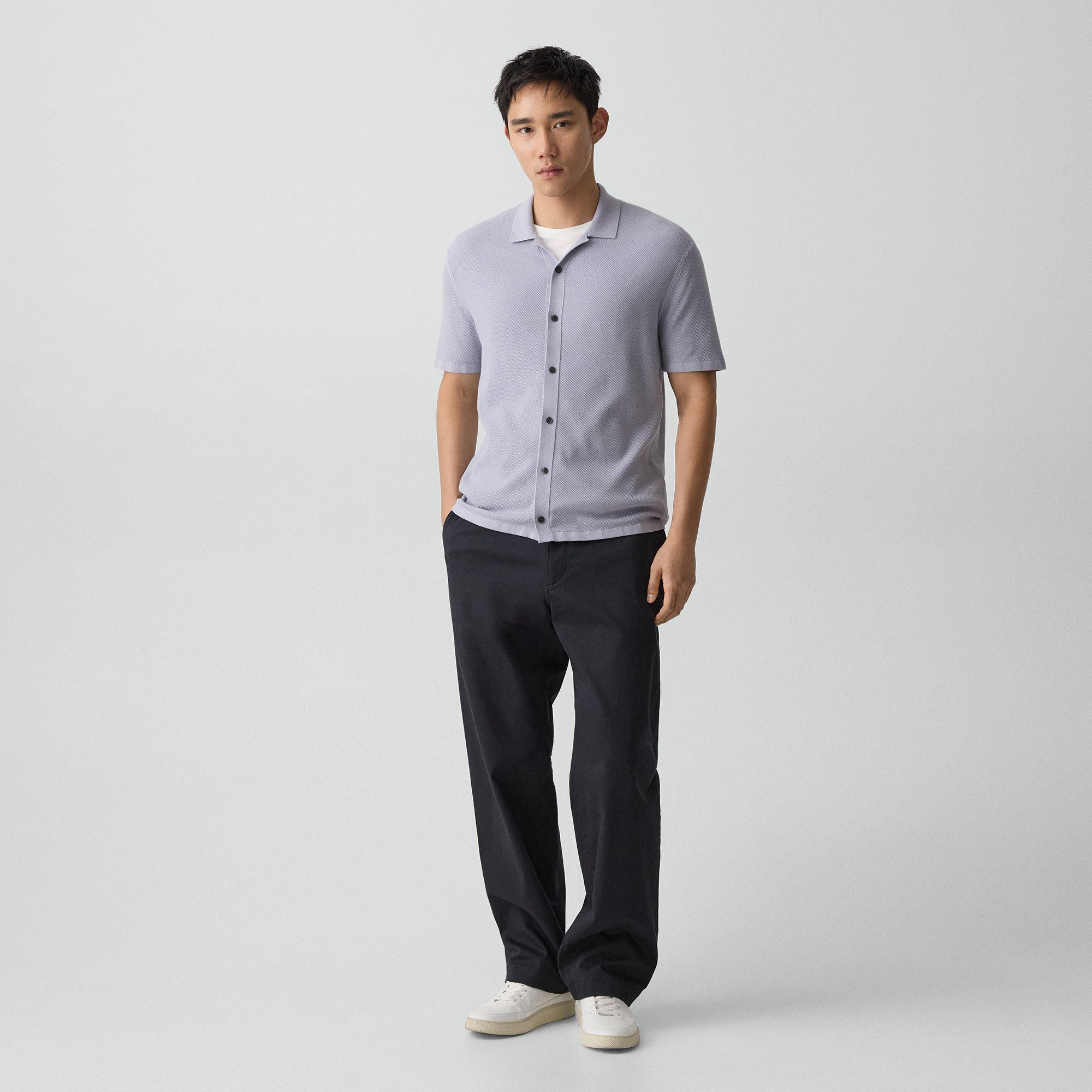 Short-Sleeve Button-Up Shirt in Light Bilen