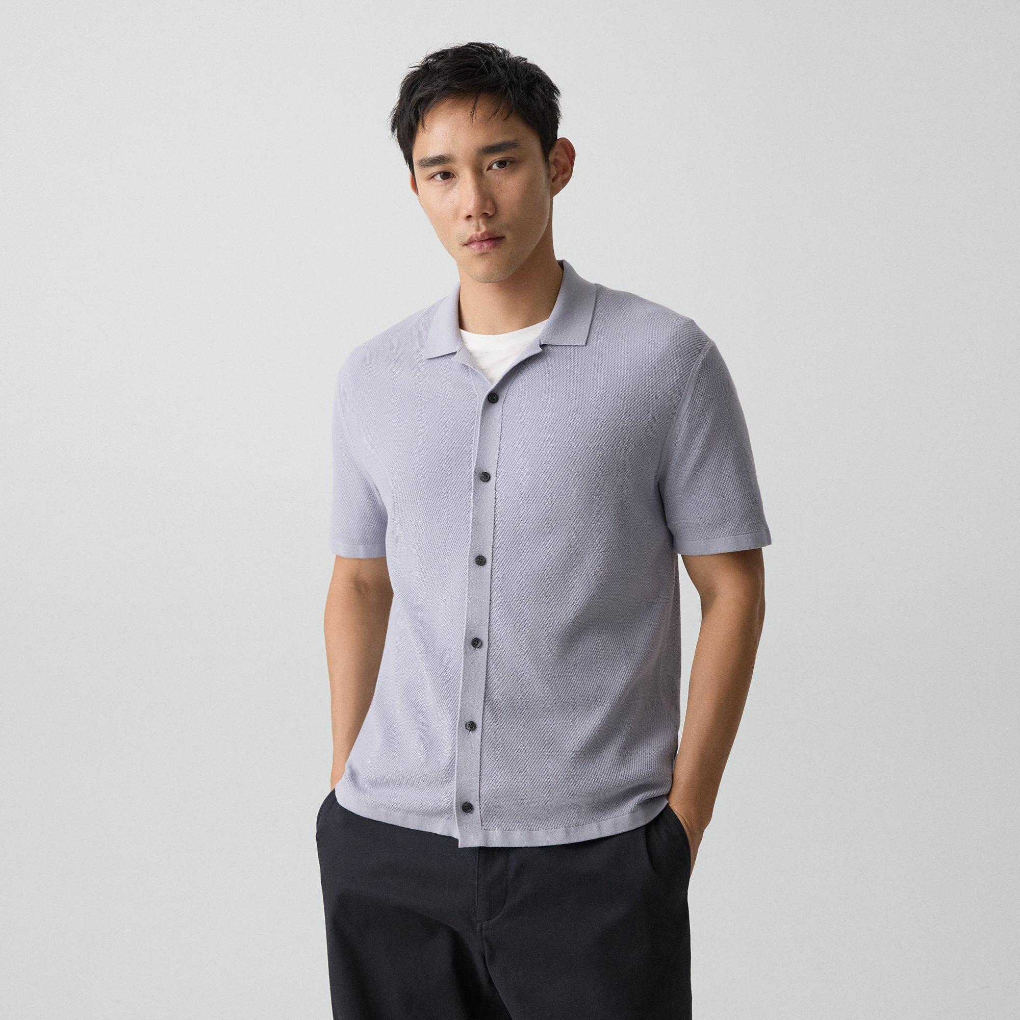 Short-Sleeve Button-Up Shirt in Light Bilen