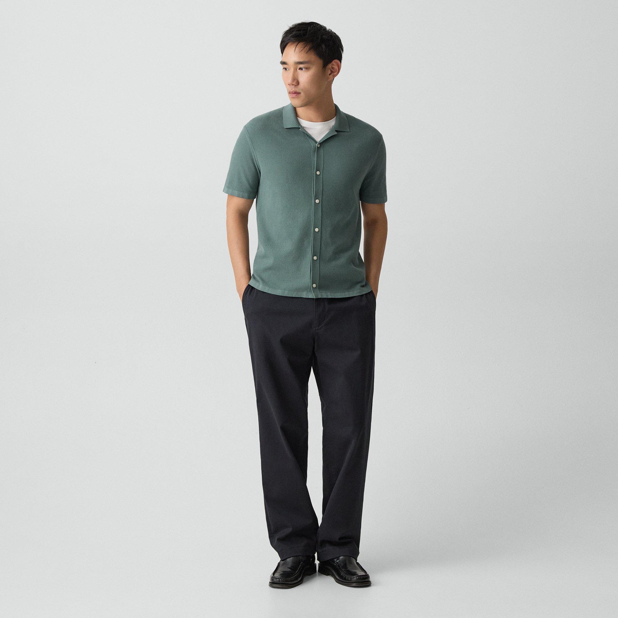 Short-Sleeve Button-Up Shirt in Light Bilen