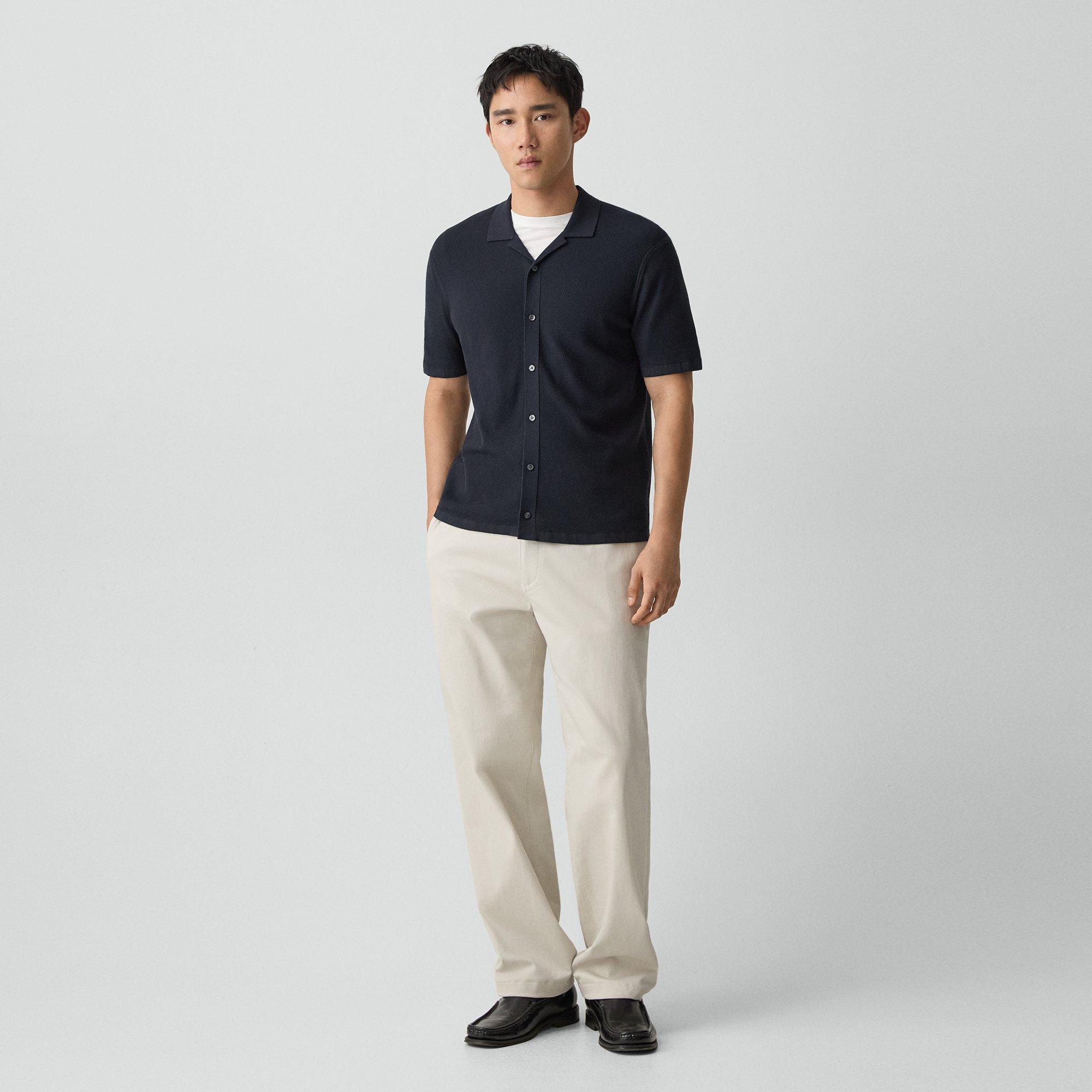 Short-Sleeve Button-Up Shirt in Light Bilen