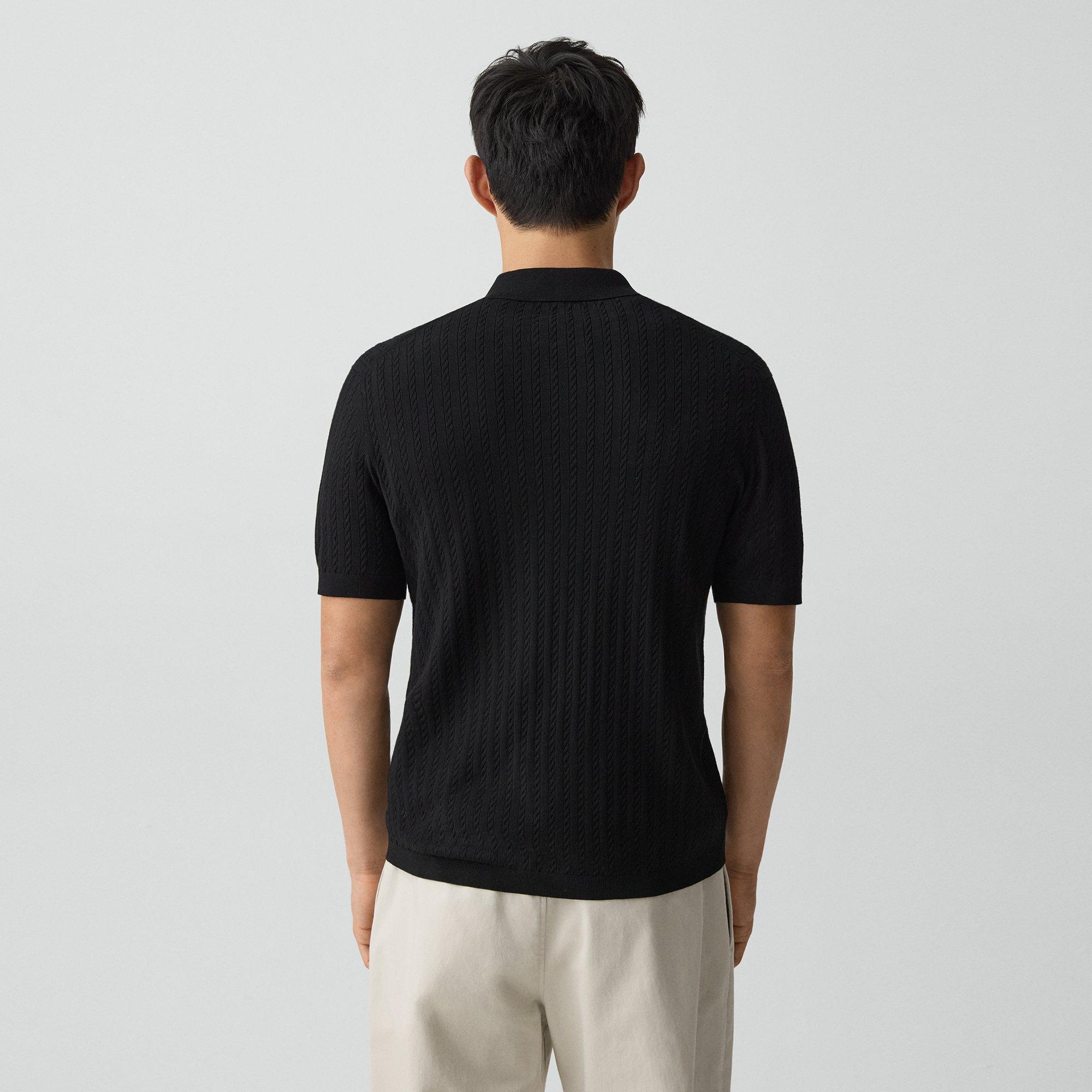 Soris Cable-Knit Polo Shirt in Light Bilen