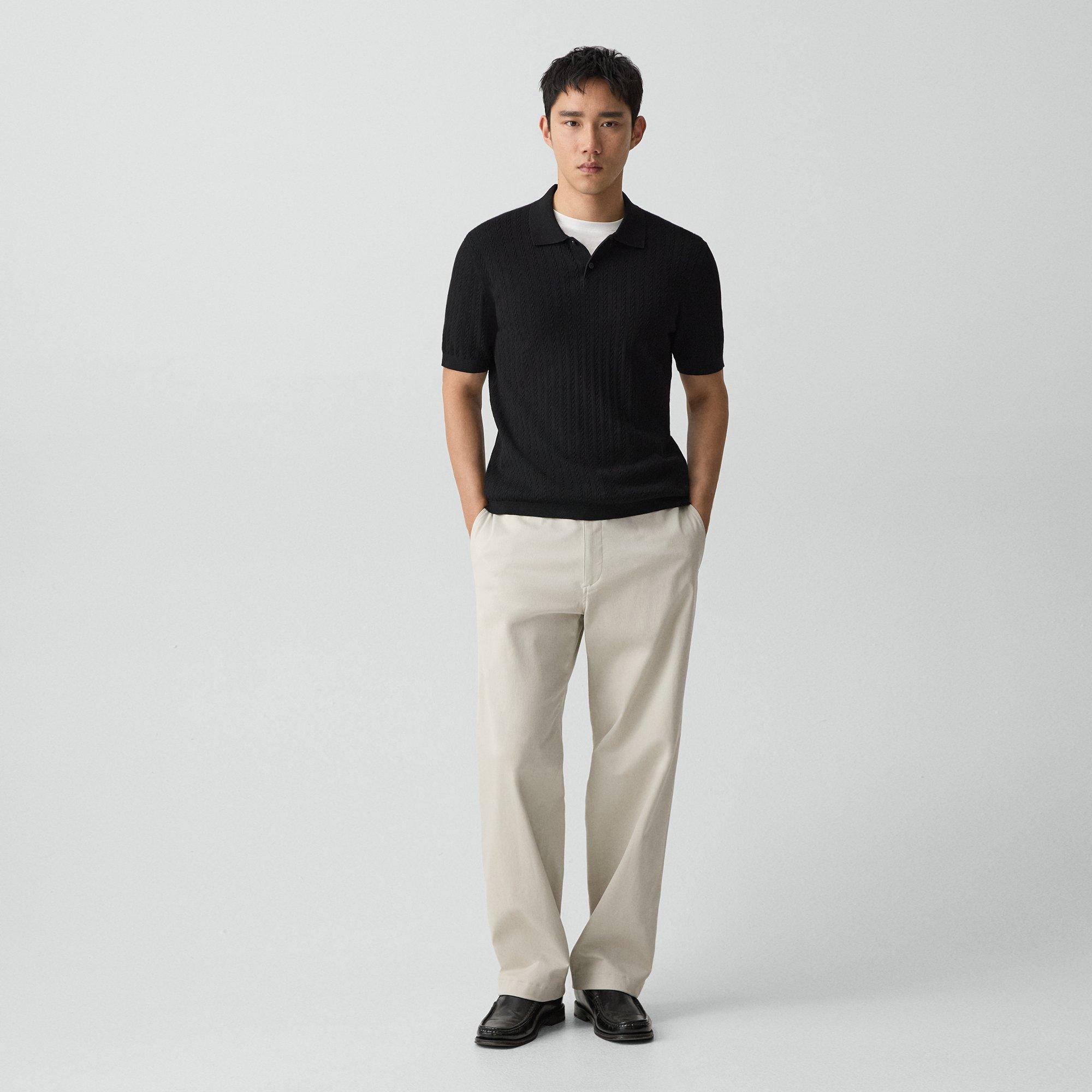 Soris Cable-Knit Polo Shirt in Light Bilen