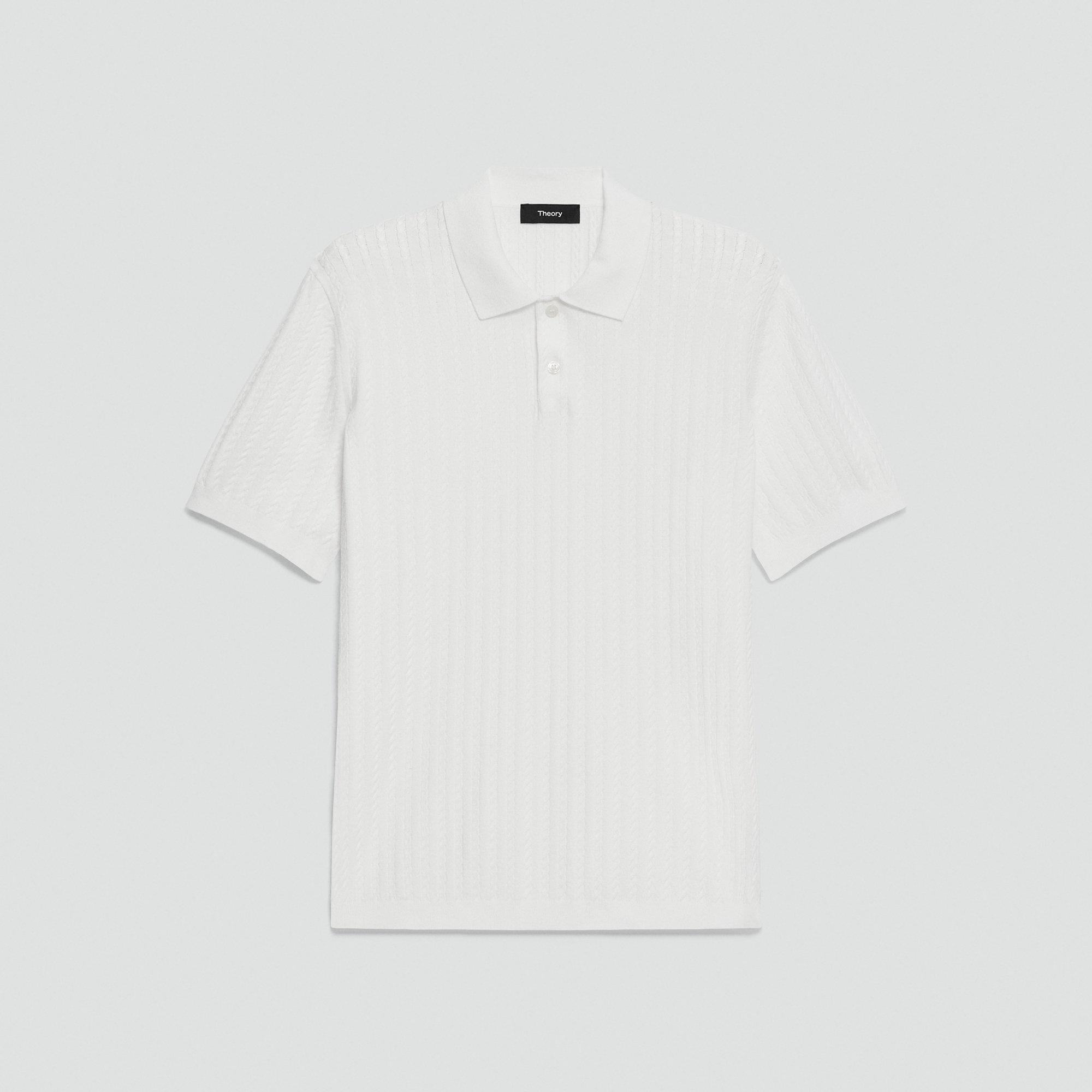 Soris Cable-Knit Polo Shirt in Light Bilen