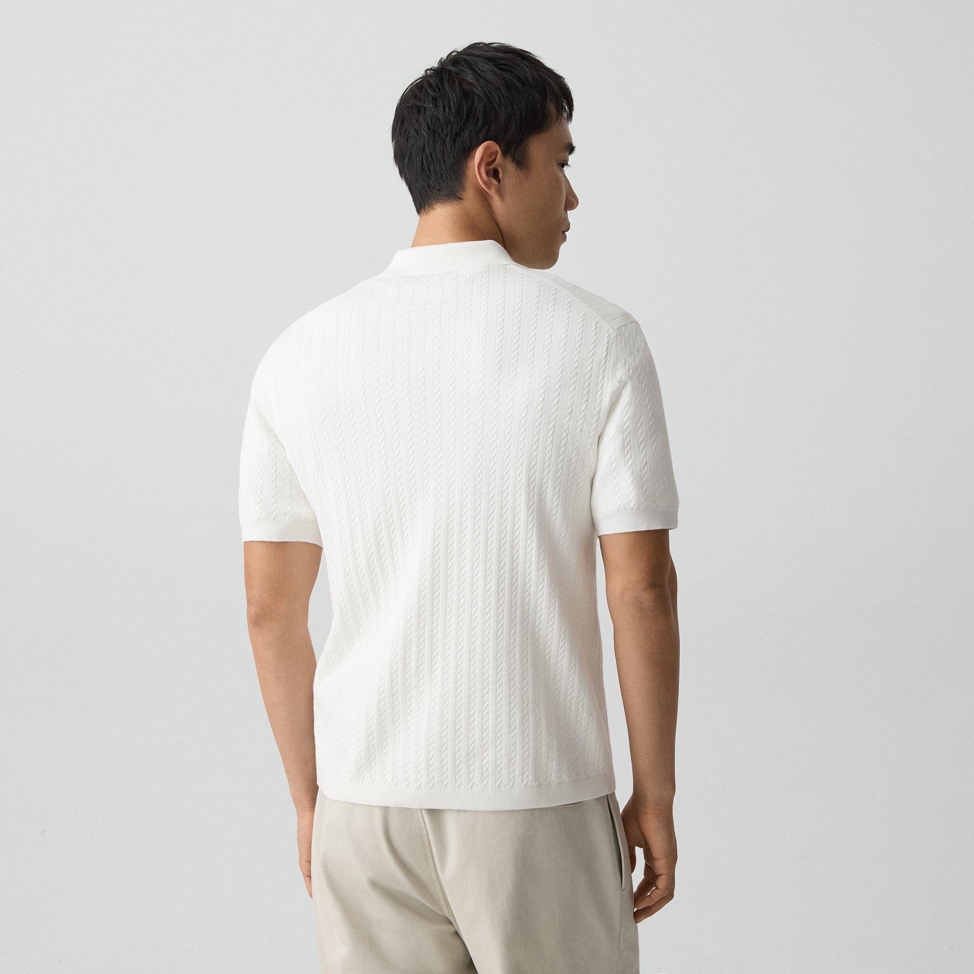 Soris Cable-Knit Polo Shirt in Light Bilen