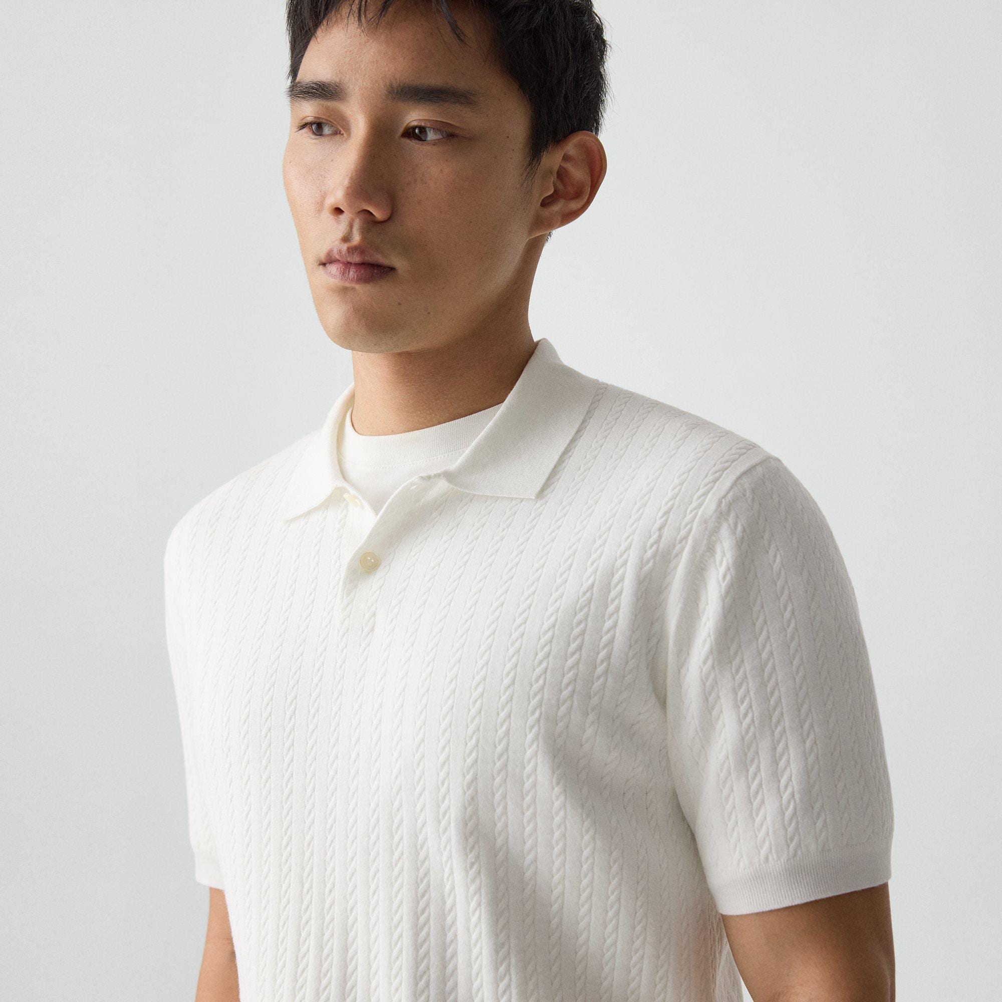 Soris Cable-Knit Polo Shirt in Light Bilen
